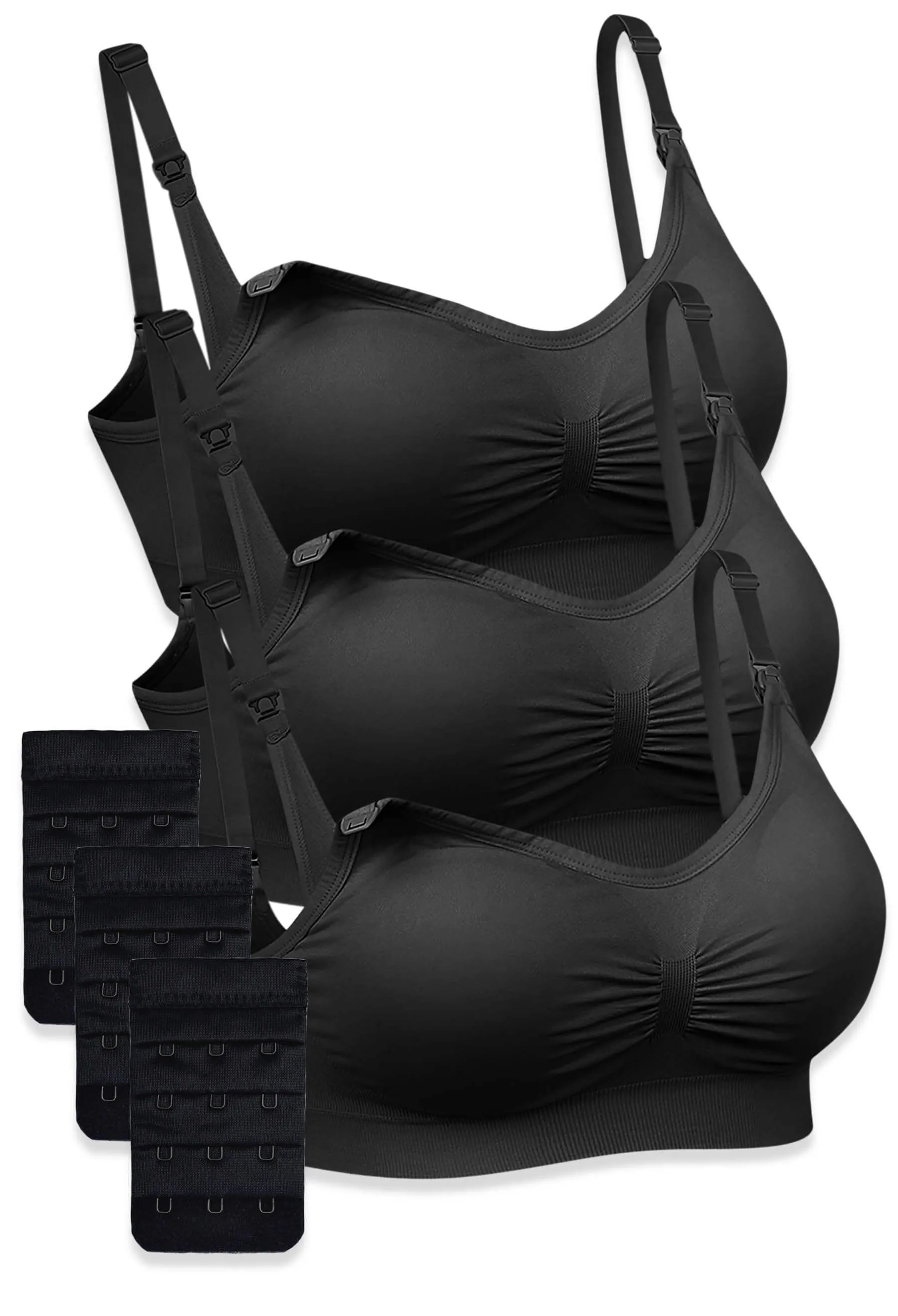 3 Pack Bamboo Wire Free Maternity and Nursing Bra   Bra Extender Set