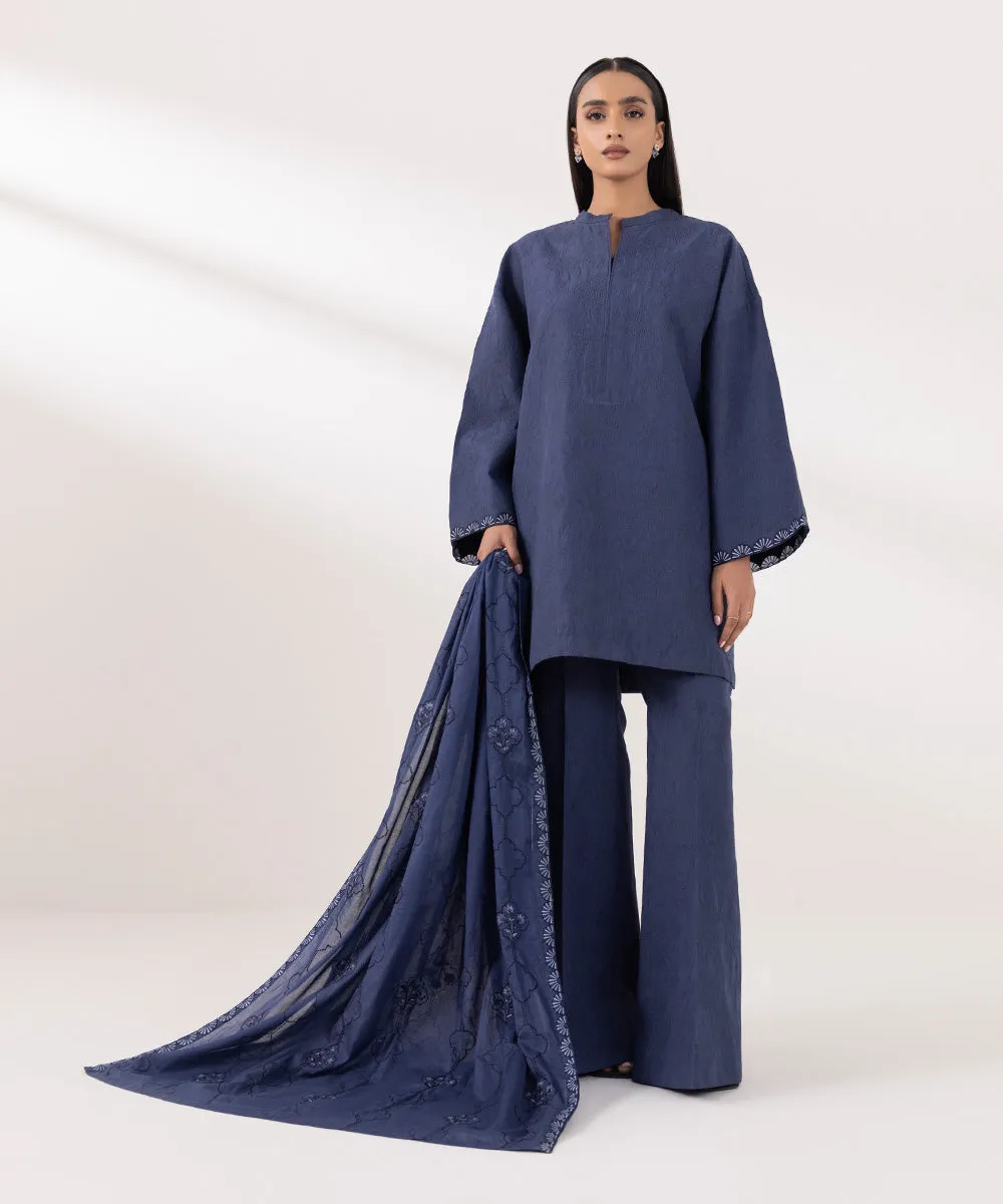 3 Piece - Embroidered Jacquard Suit