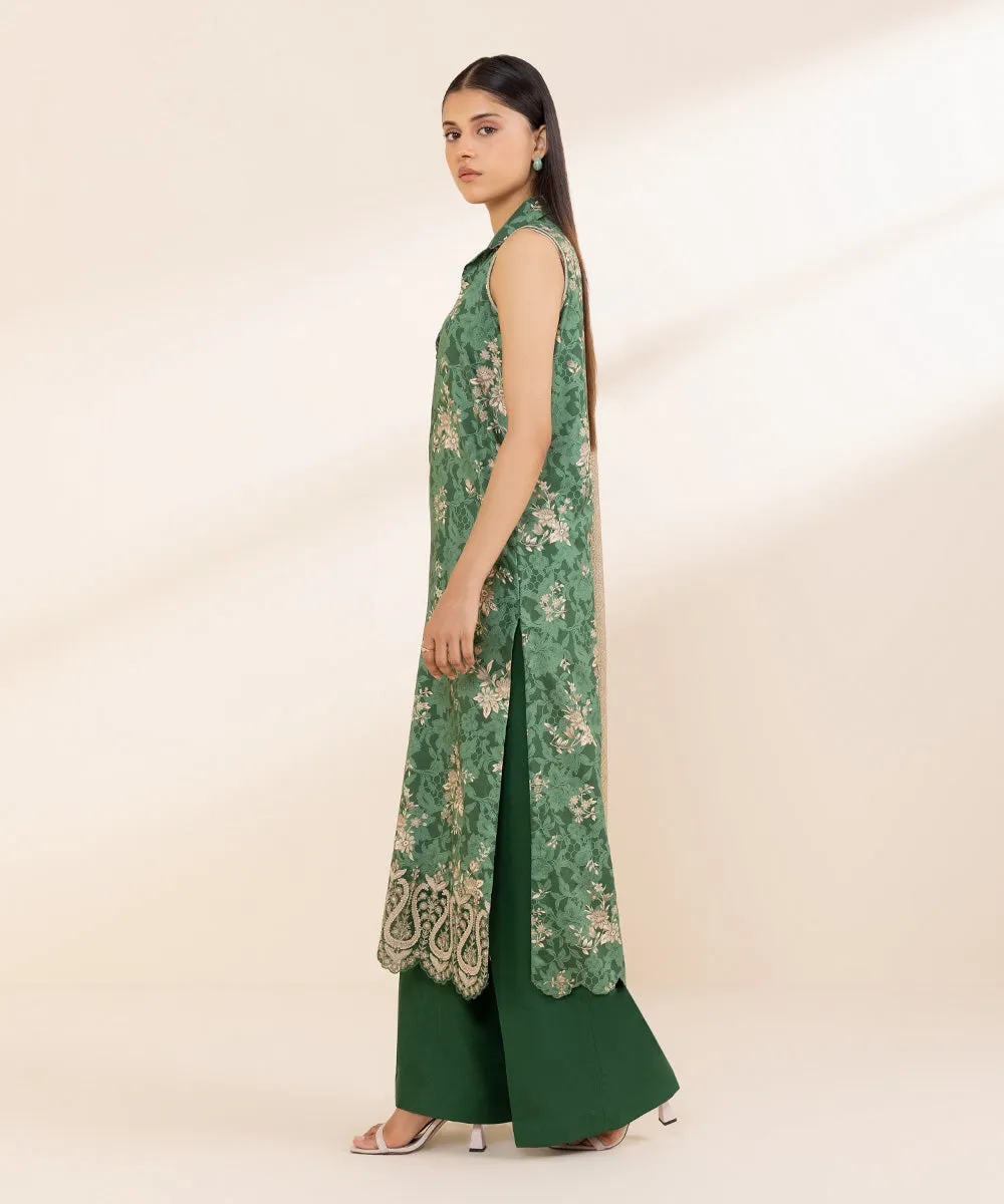 3 Piece - Embroidered Linen Suit