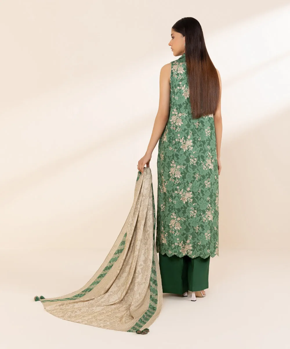 3 Piece - Embroidered Linen Suit