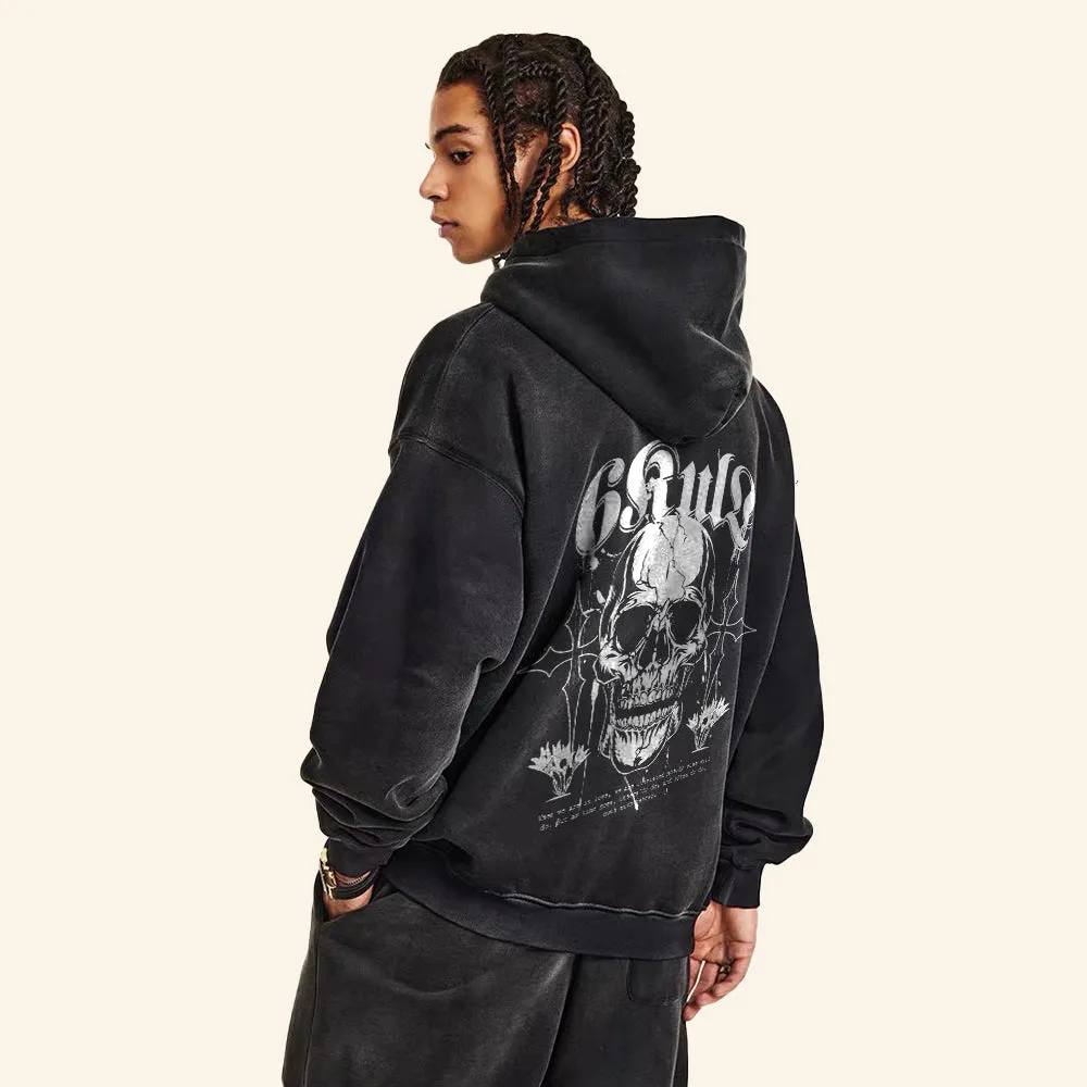 6Kull | Cross Skull Flower Hoodie
