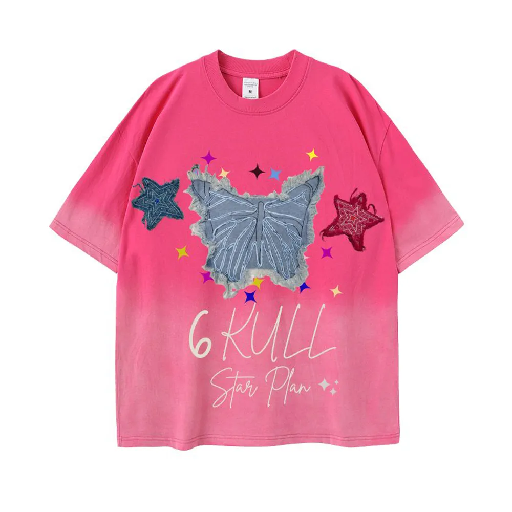 6Kull | Star Plan Butterfly Denim Washed T-Shirt