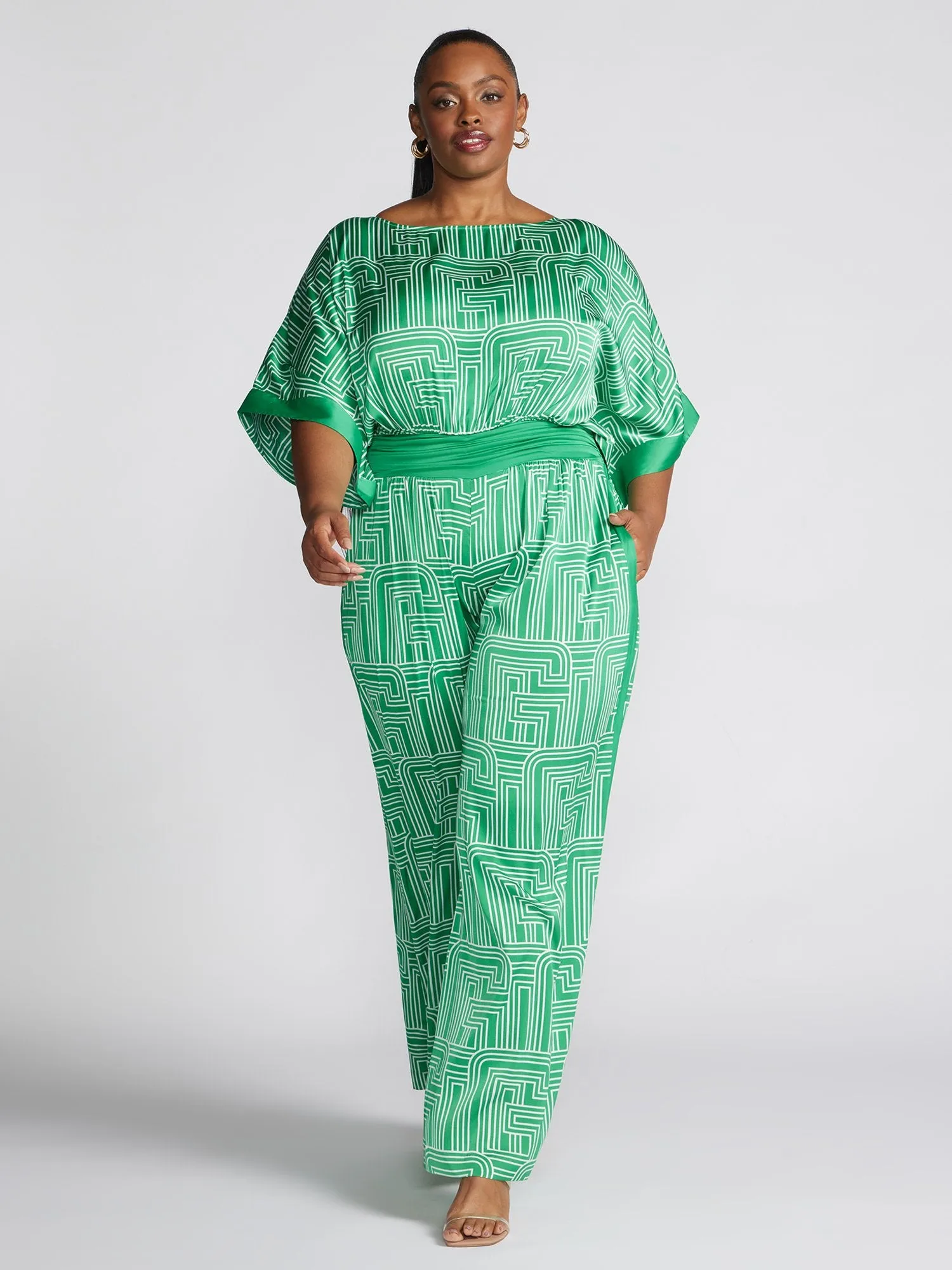 Adah Geometric Print Wide Leg Jumpsuit