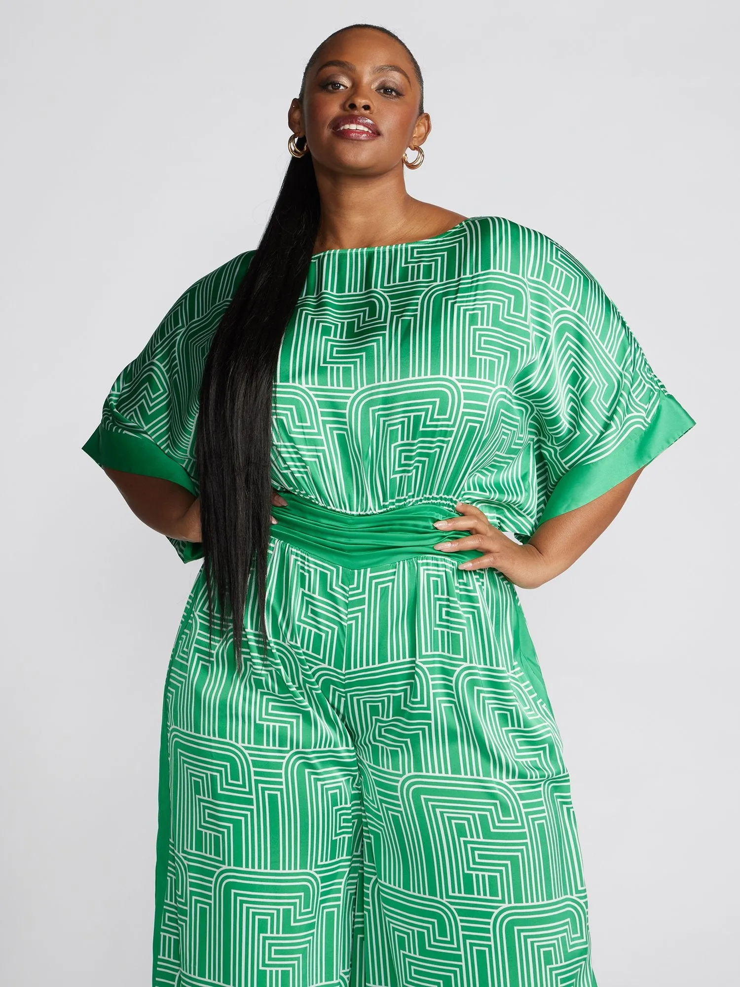 Adah Geometric Print Wide Leg Jumpsuit