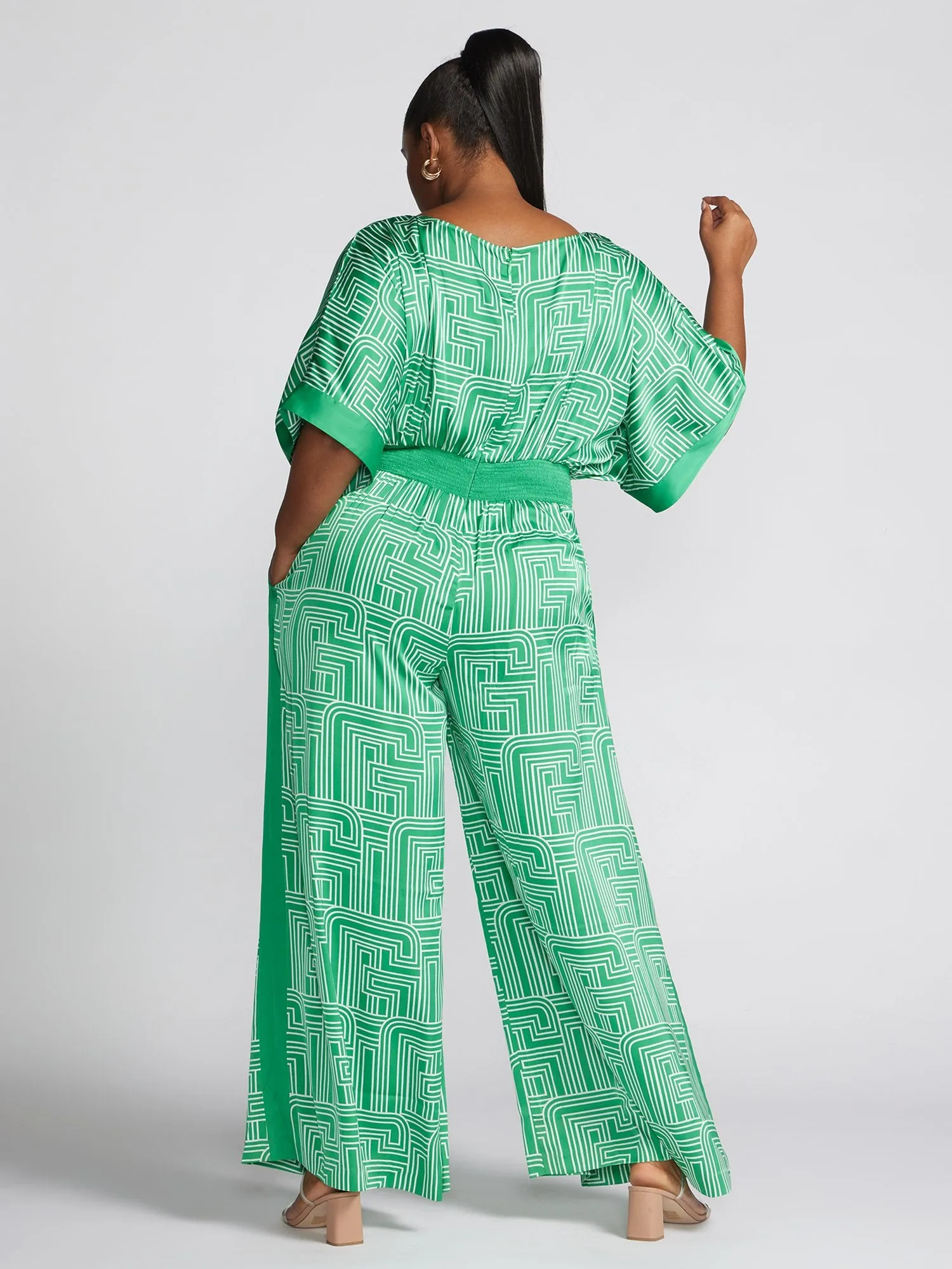 Adah Geometric Print Wide Leg Jumpsuit