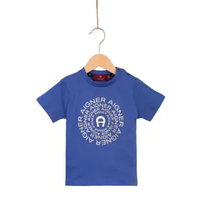 Aigner Kids Baby Boy's Blue Cotton Logo T-Shirt