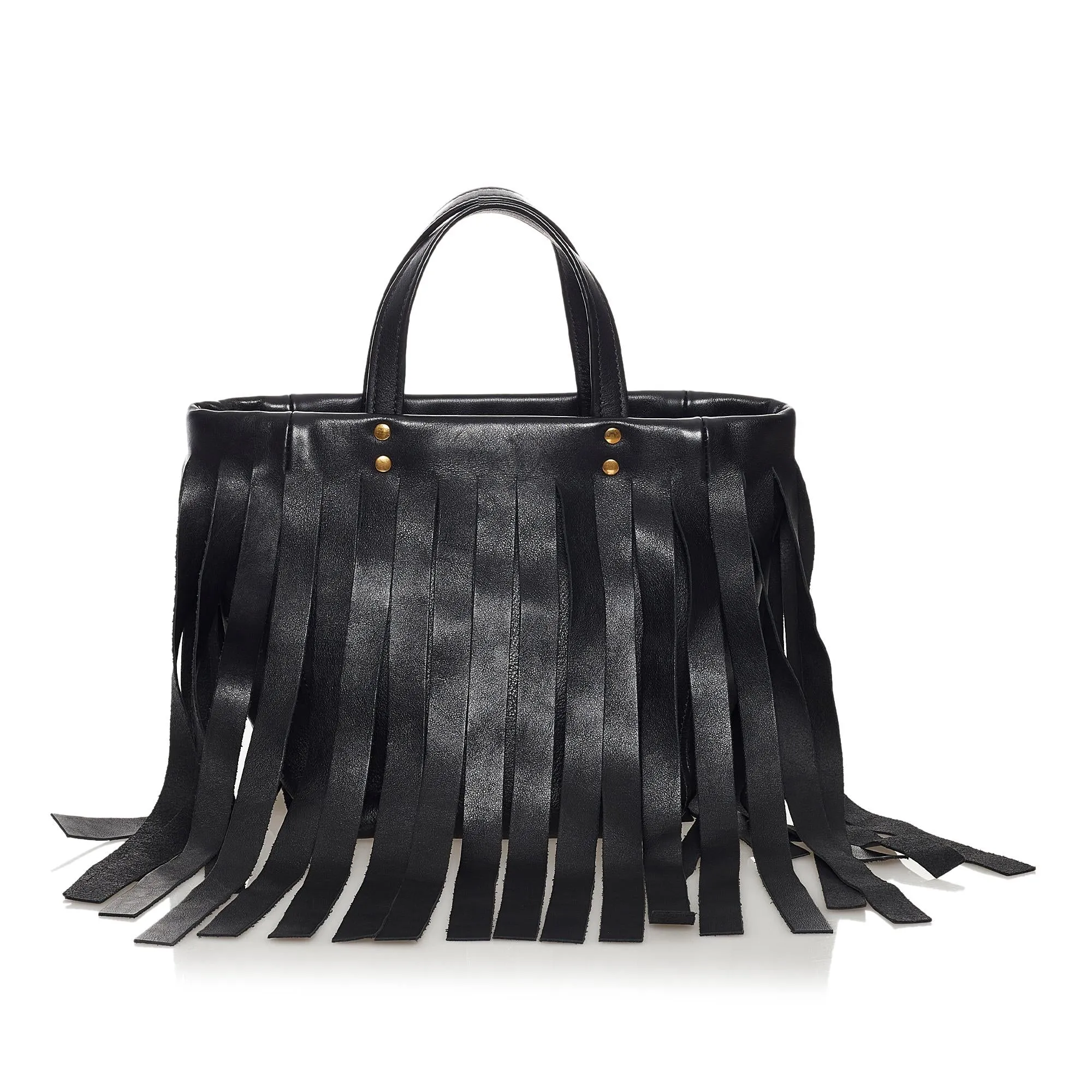 Balenciaga Laundry Cabas Fringe Leather Tote Bag