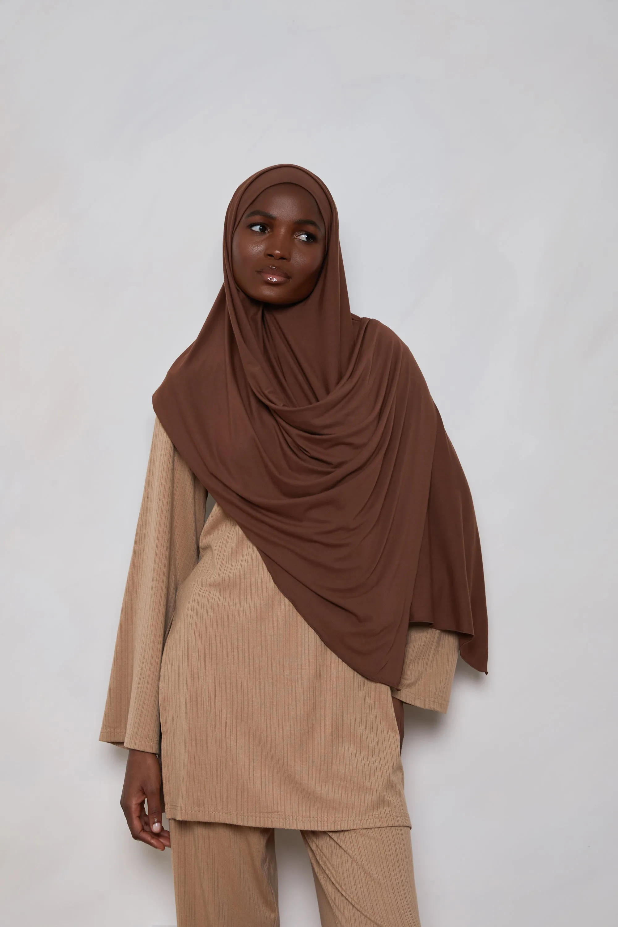 Bamboo Jersey Hijab - Cocoa Brown