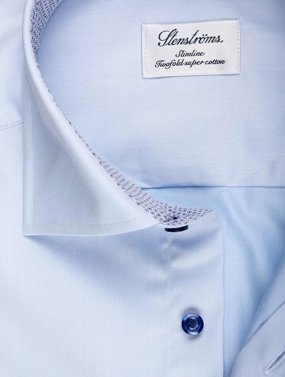 Blue Contrast Button With Inlay Slim Fit Shirt