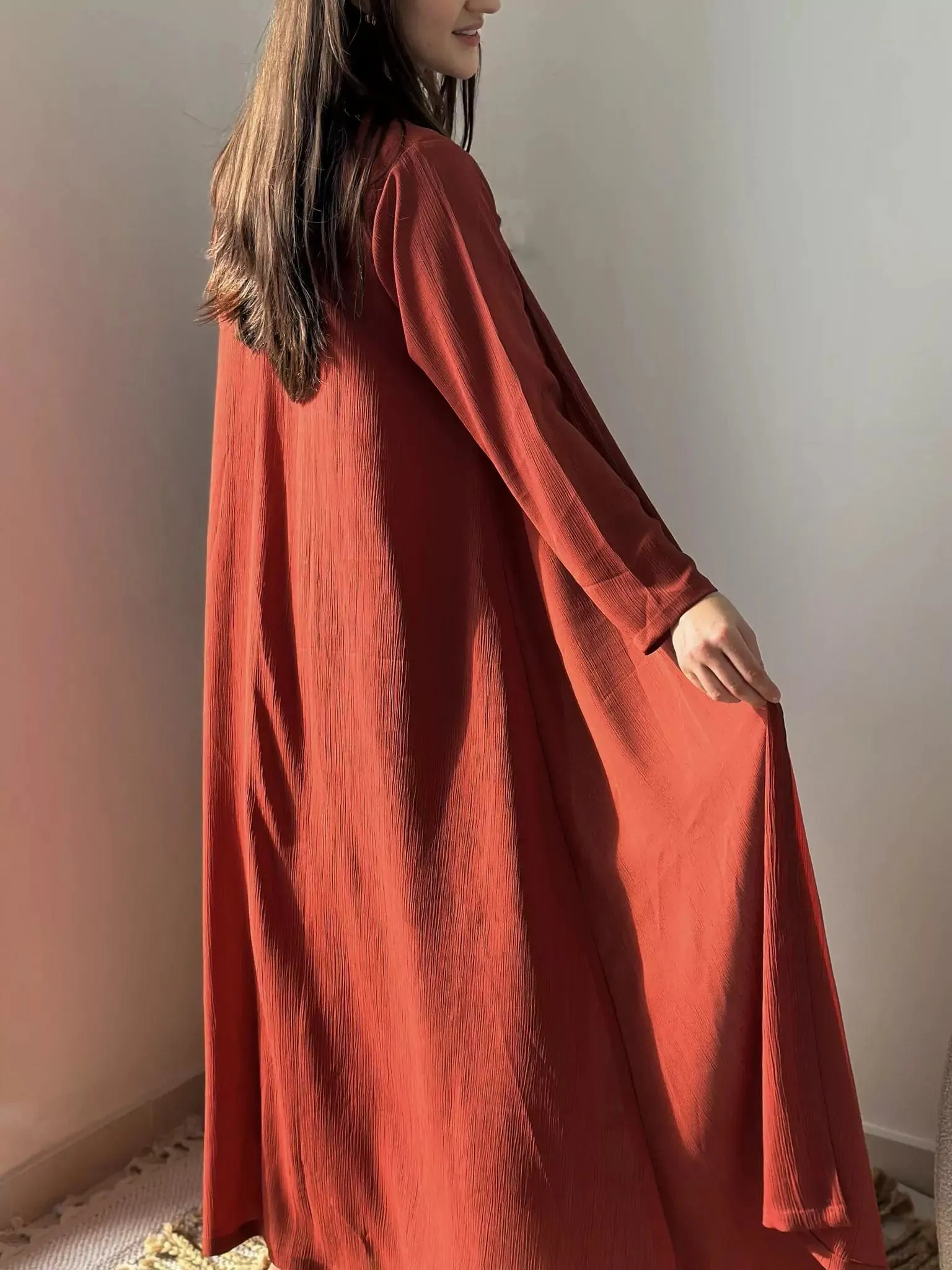 Brunette Dress And Upper Set