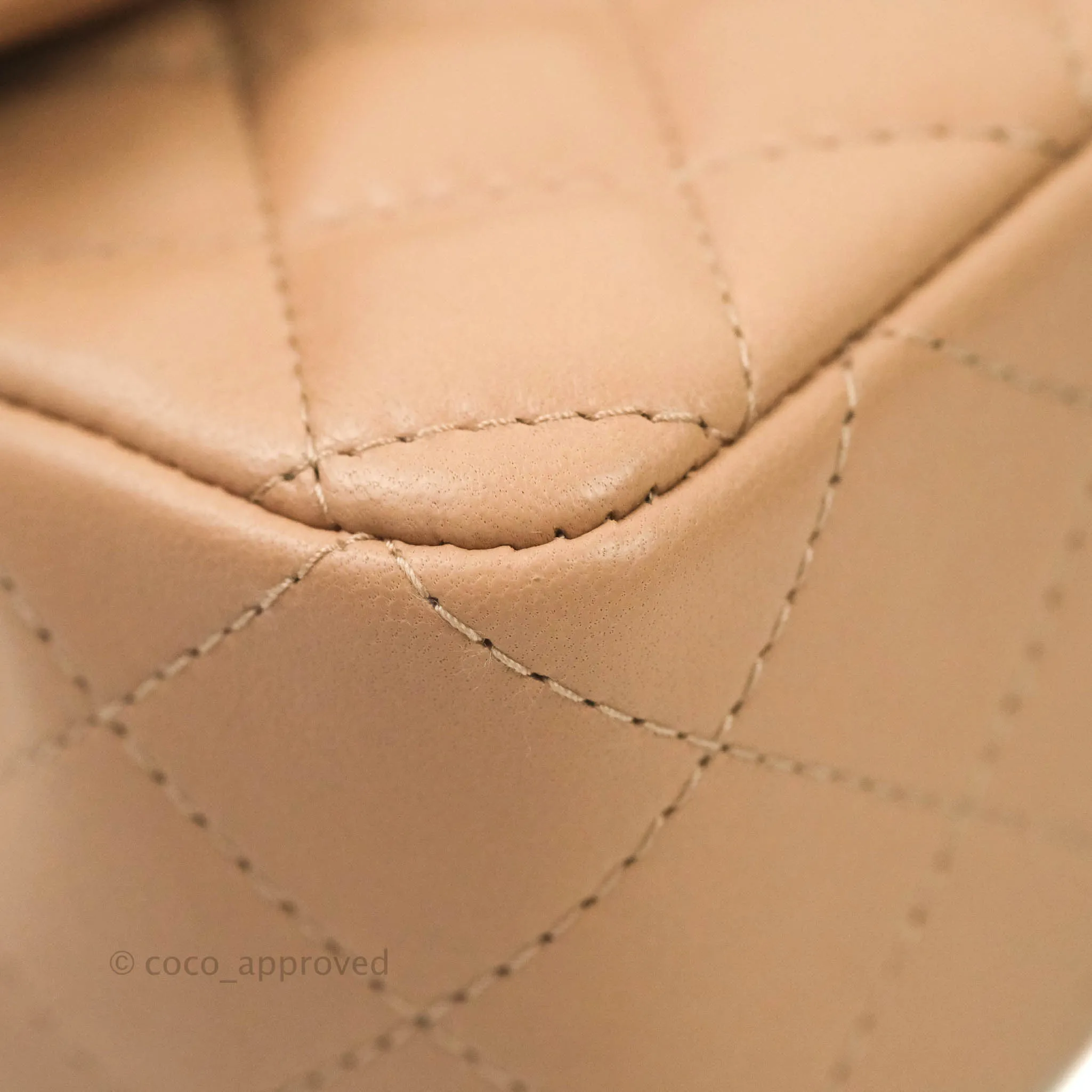 CChanel Quilted Mini Rectangular Lambskin Beige Gold Hardware 21A