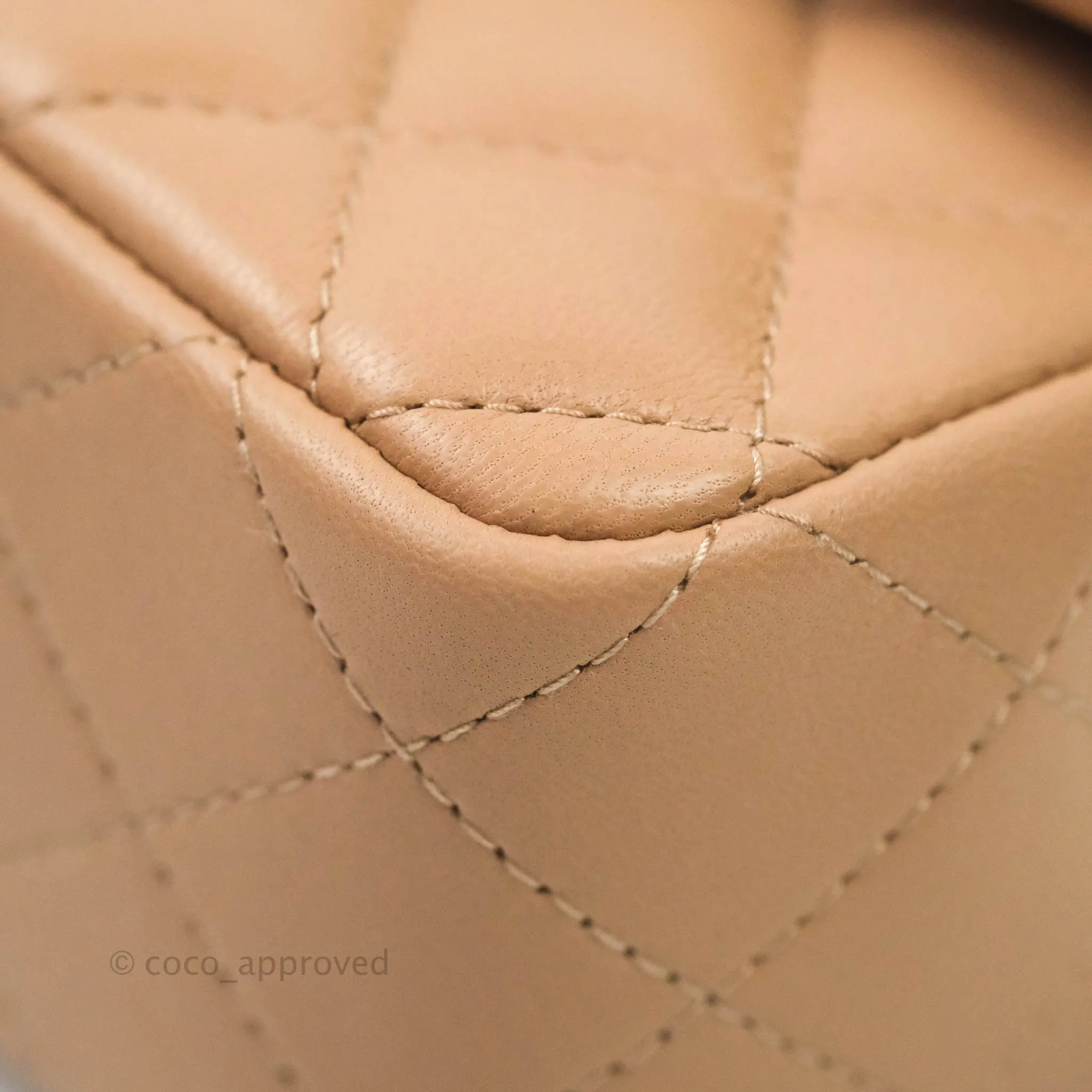 CChanel Quilted Mini Rectangular Lambskin Beige Gold Hardware 21A