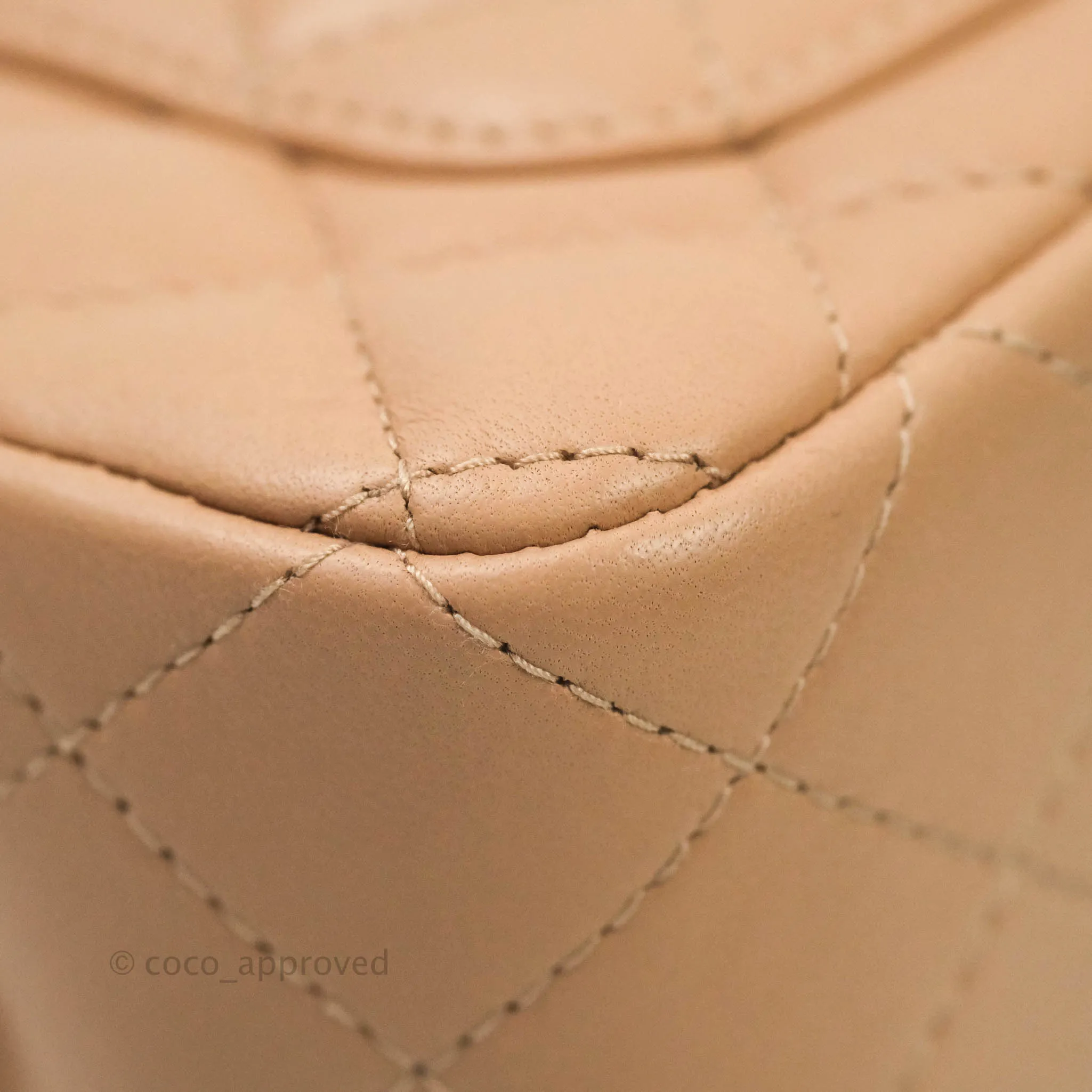 CChanel Quilted Mini Rectangular Lambskin Beige Gold Hardware 21A