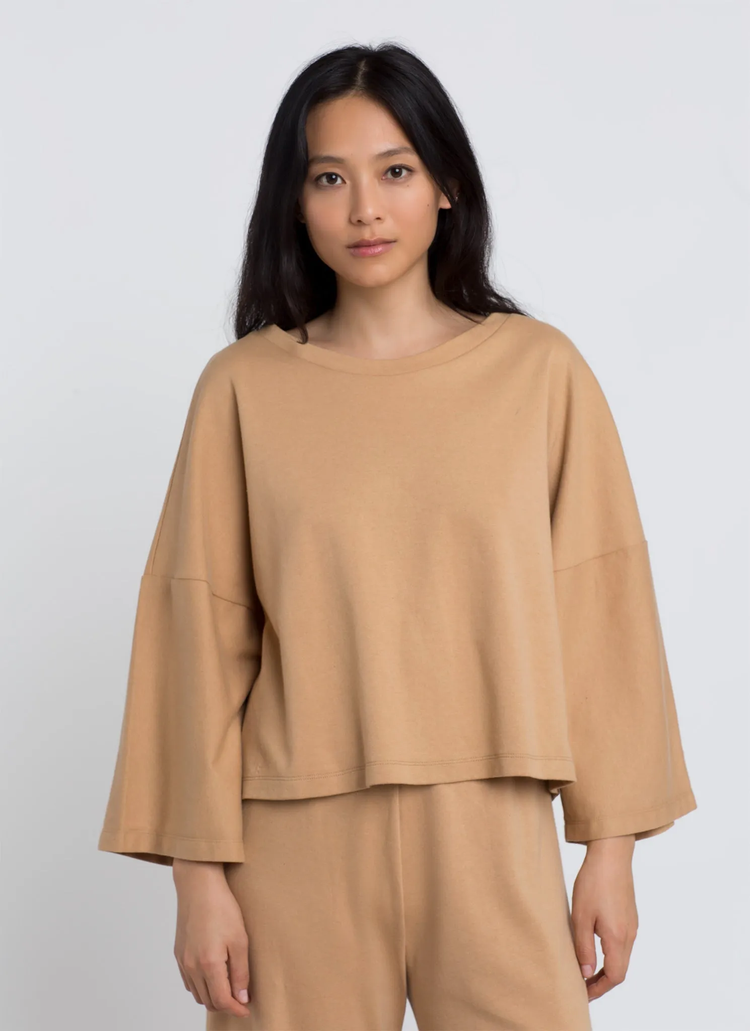 Chrysanthemum Dropped Long Sleeve Organic Cotton Tee