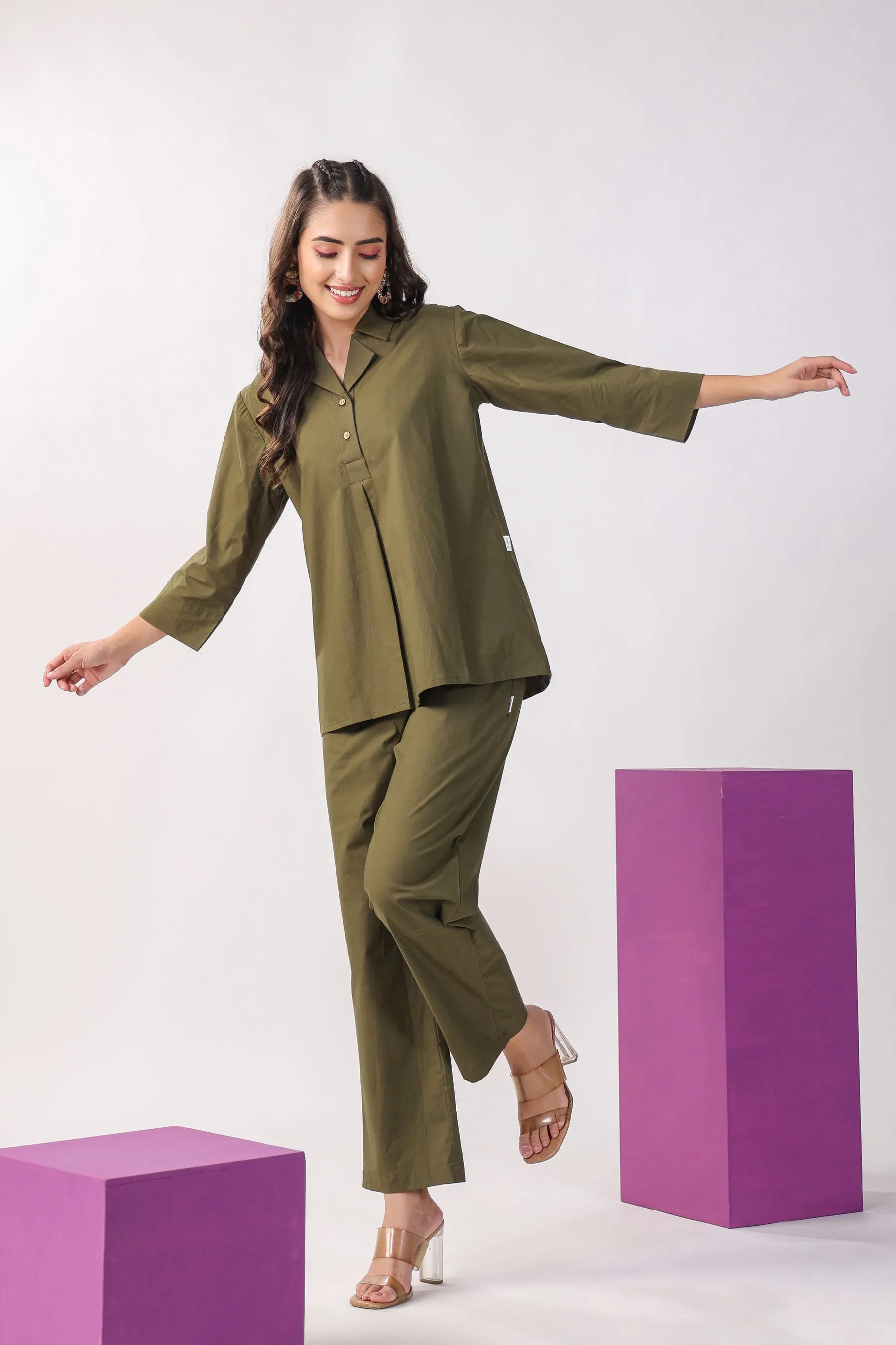 Classic Olive Cotton Co-ord Set