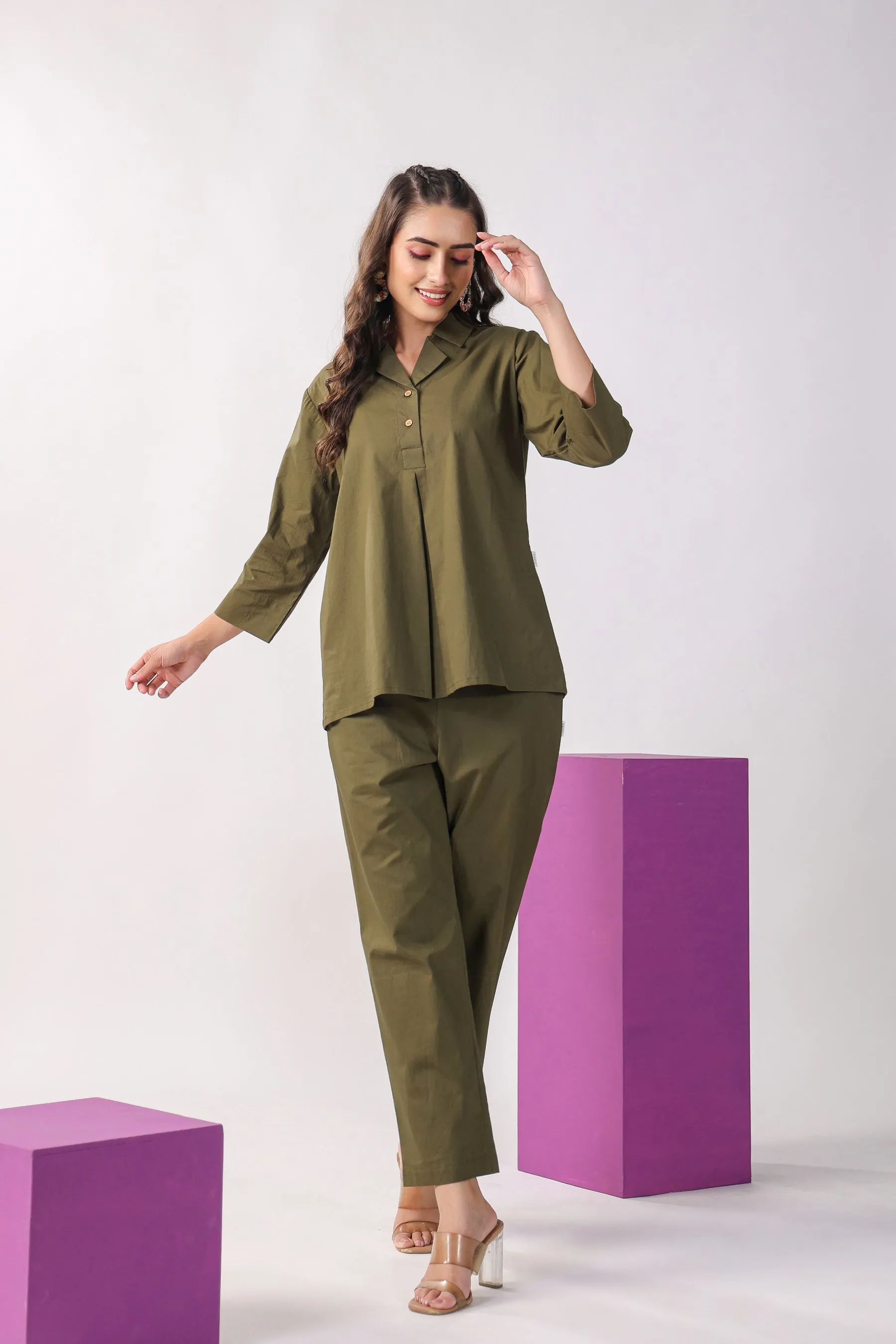 Classic Olive Cotton Co-ord Set