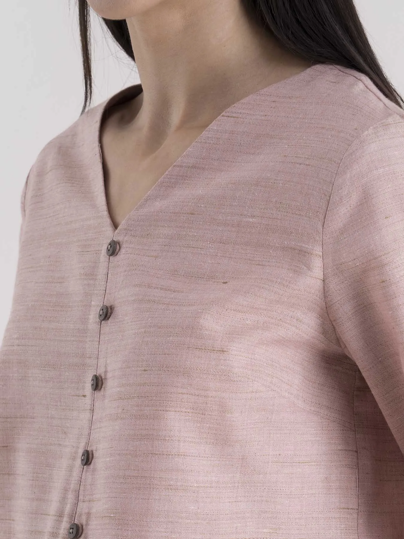 Cotton Button Detail Top - Pink