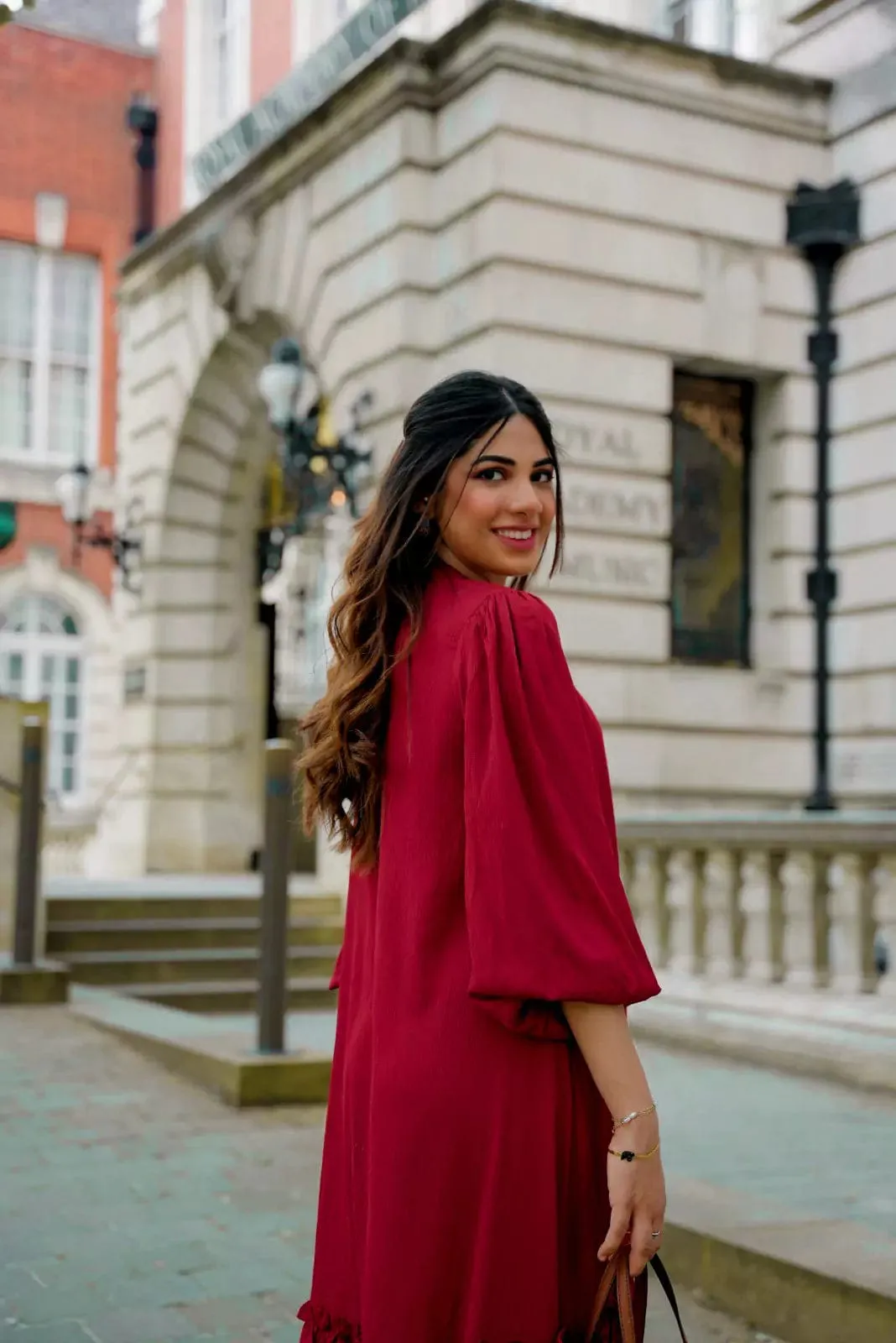 Crimson Solid Dress