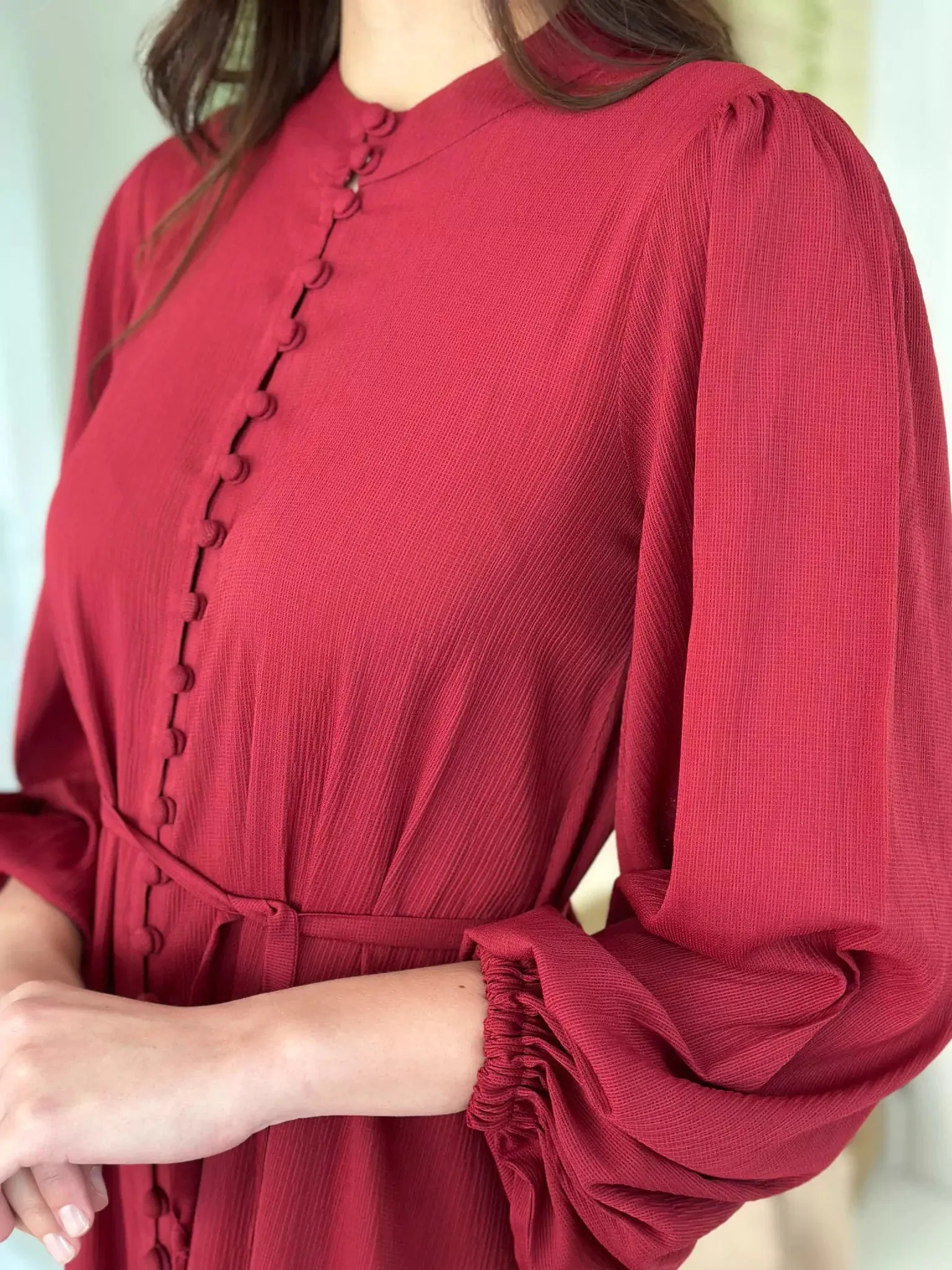 Crimson Solid Dress