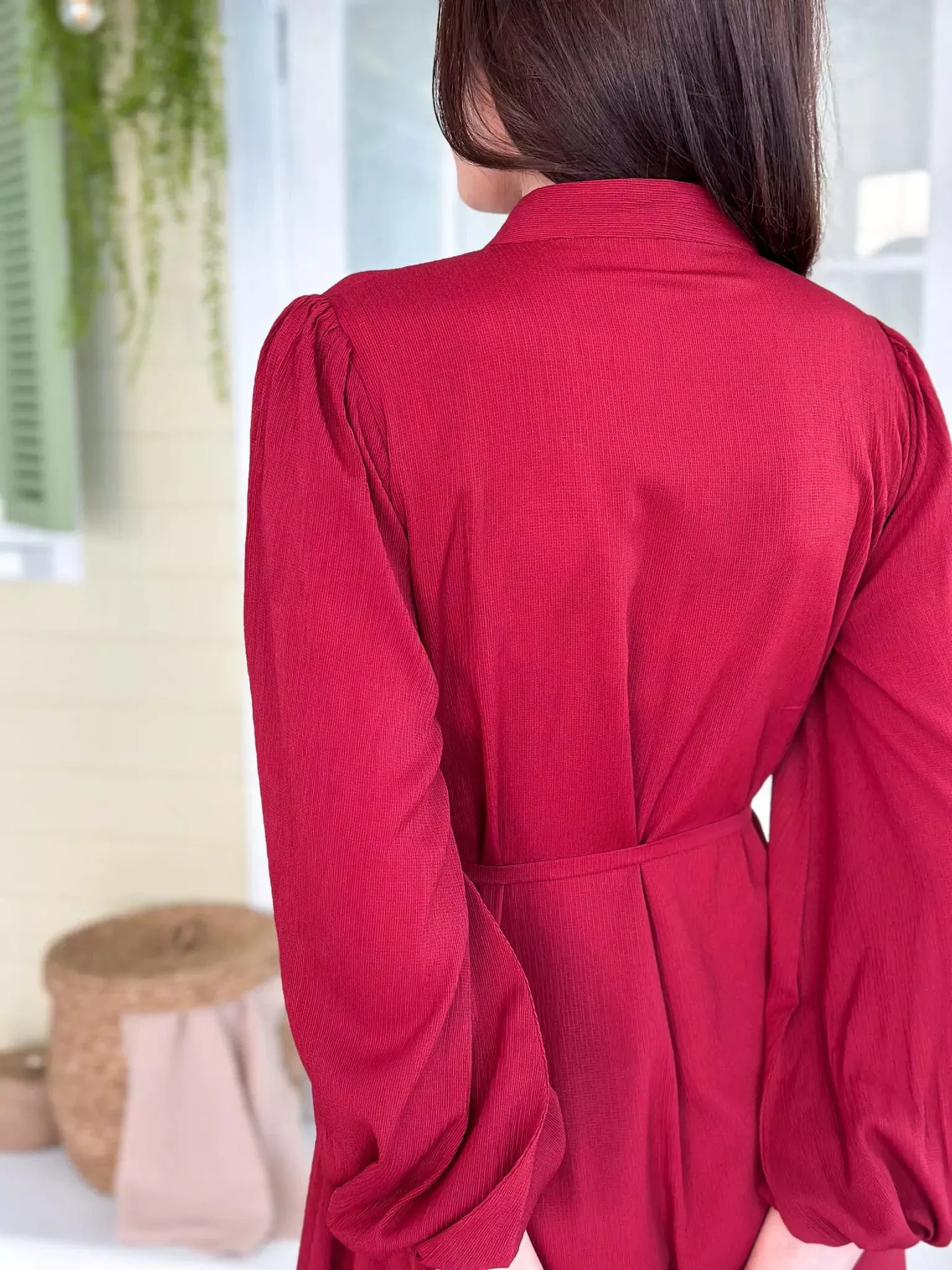 Crimson Solid Dress