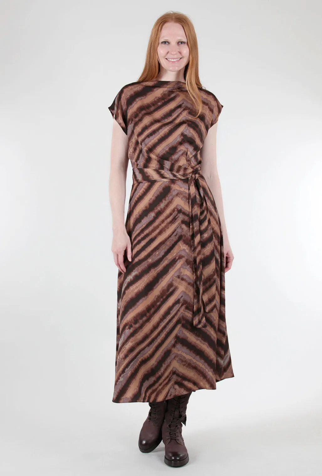 Drape Front Midi Dress, Brown Quartz