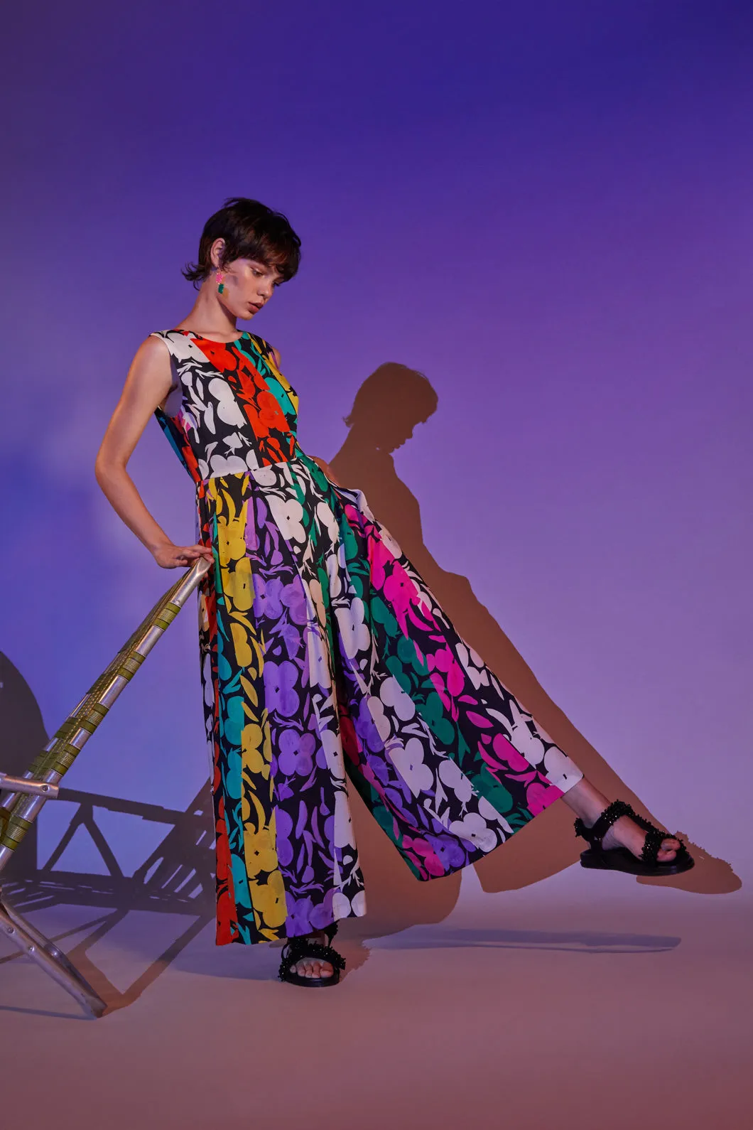 Flower Stripe Pantsuit