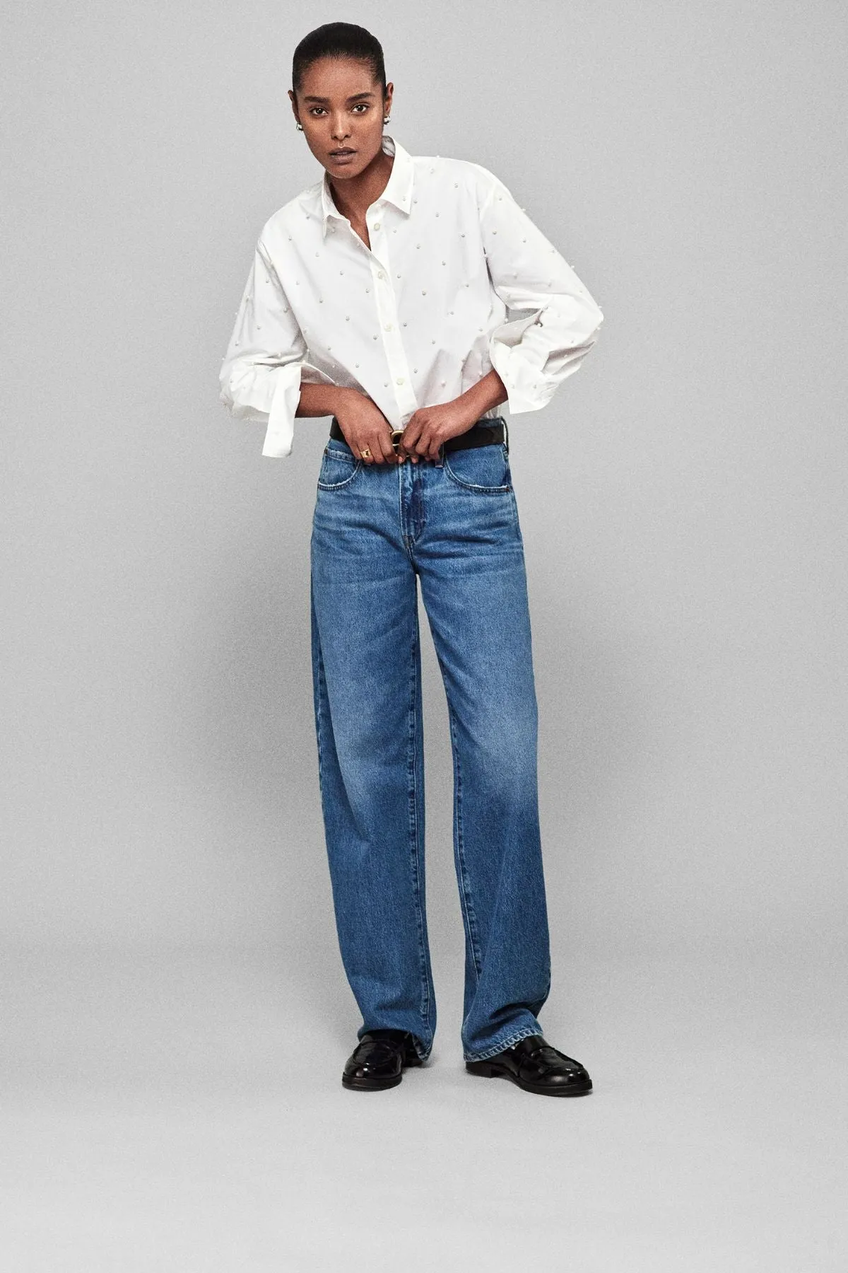 Frame Denim The Oversized Pearl Shirt - White