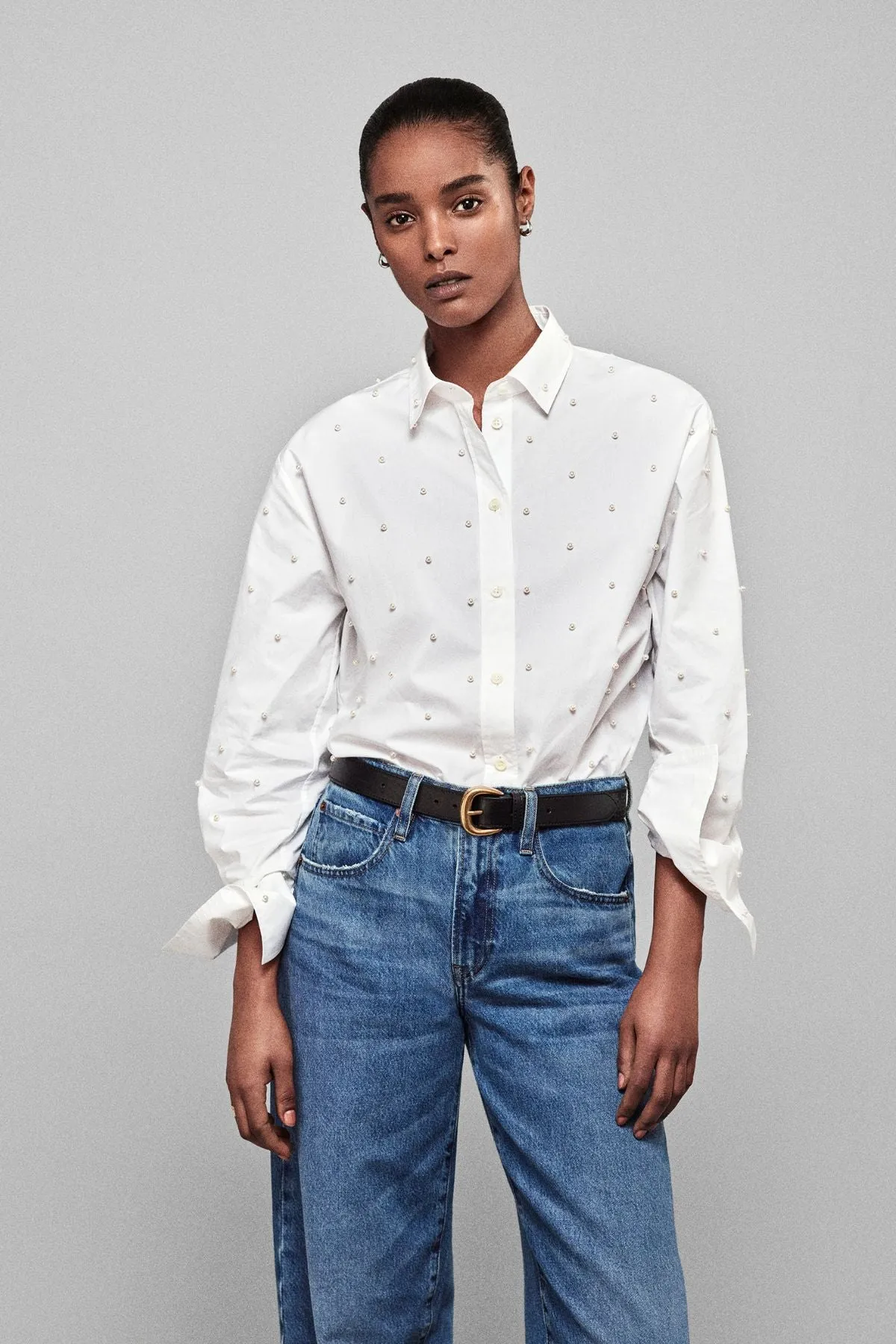 Frame Denim The Oversized Pearl Shirt - White