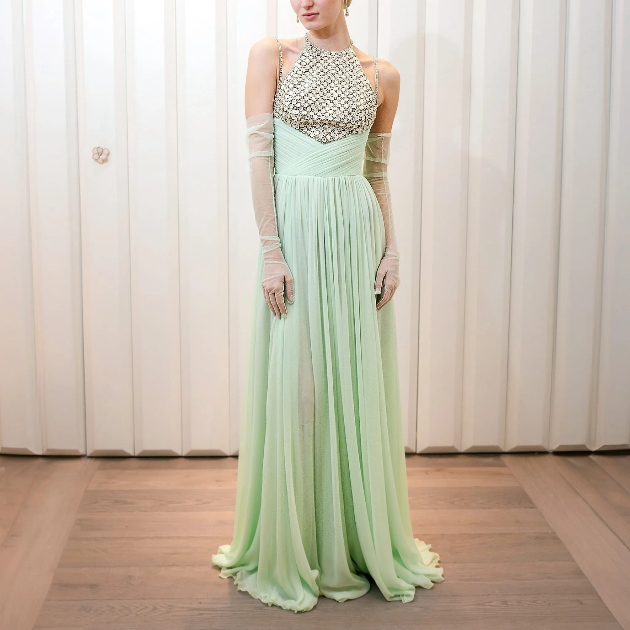 Georgette Dress with a 3D Flower Mesh
