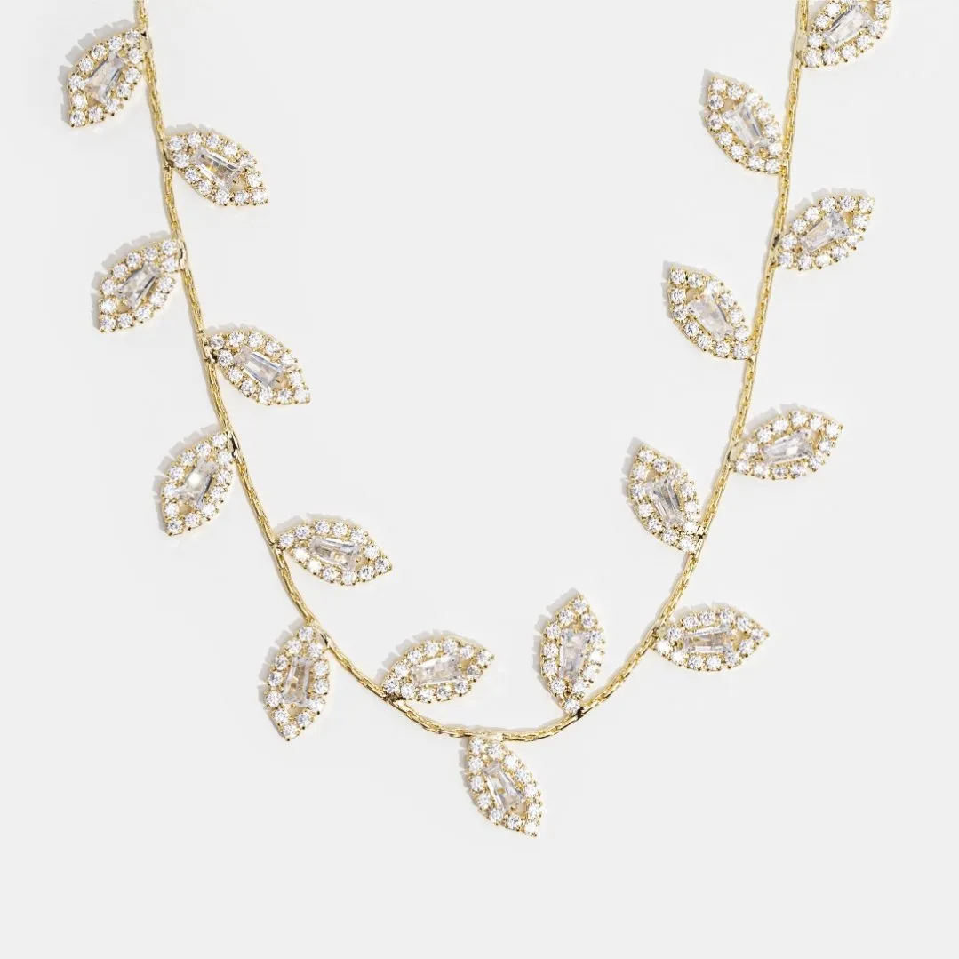 Gold Plated Crystal Vine Necklace
