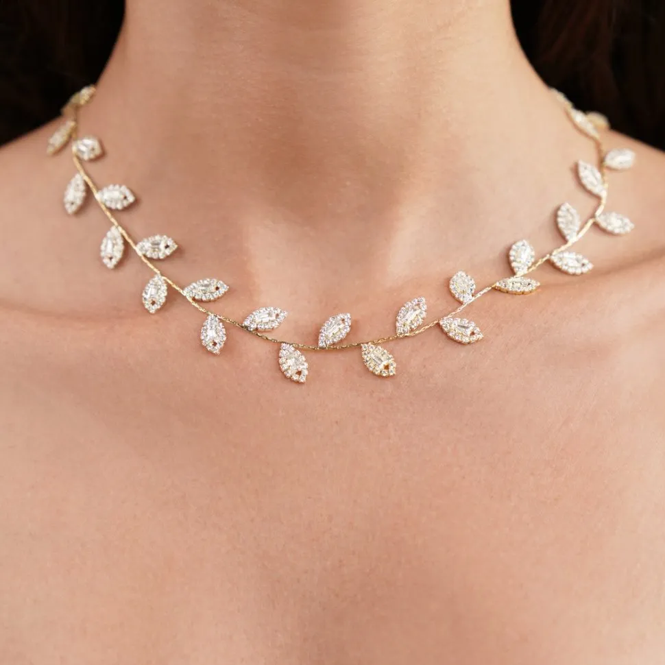 Gold Plated Crystal Vine Necklace