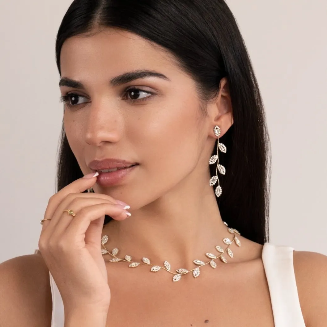 Gold Plated Crystal Vine Necklace