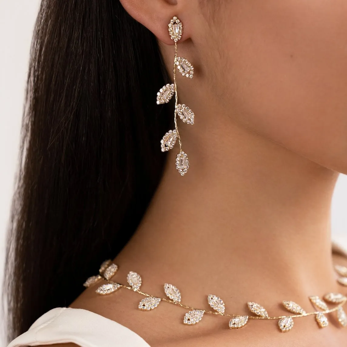 Gold Plated Crystal Vine Necklace