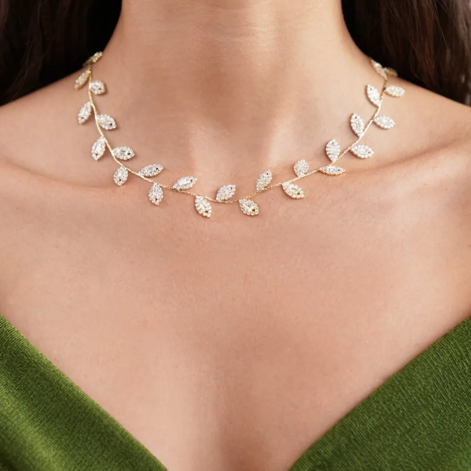 Gold Plated Crystal Vine Necklace