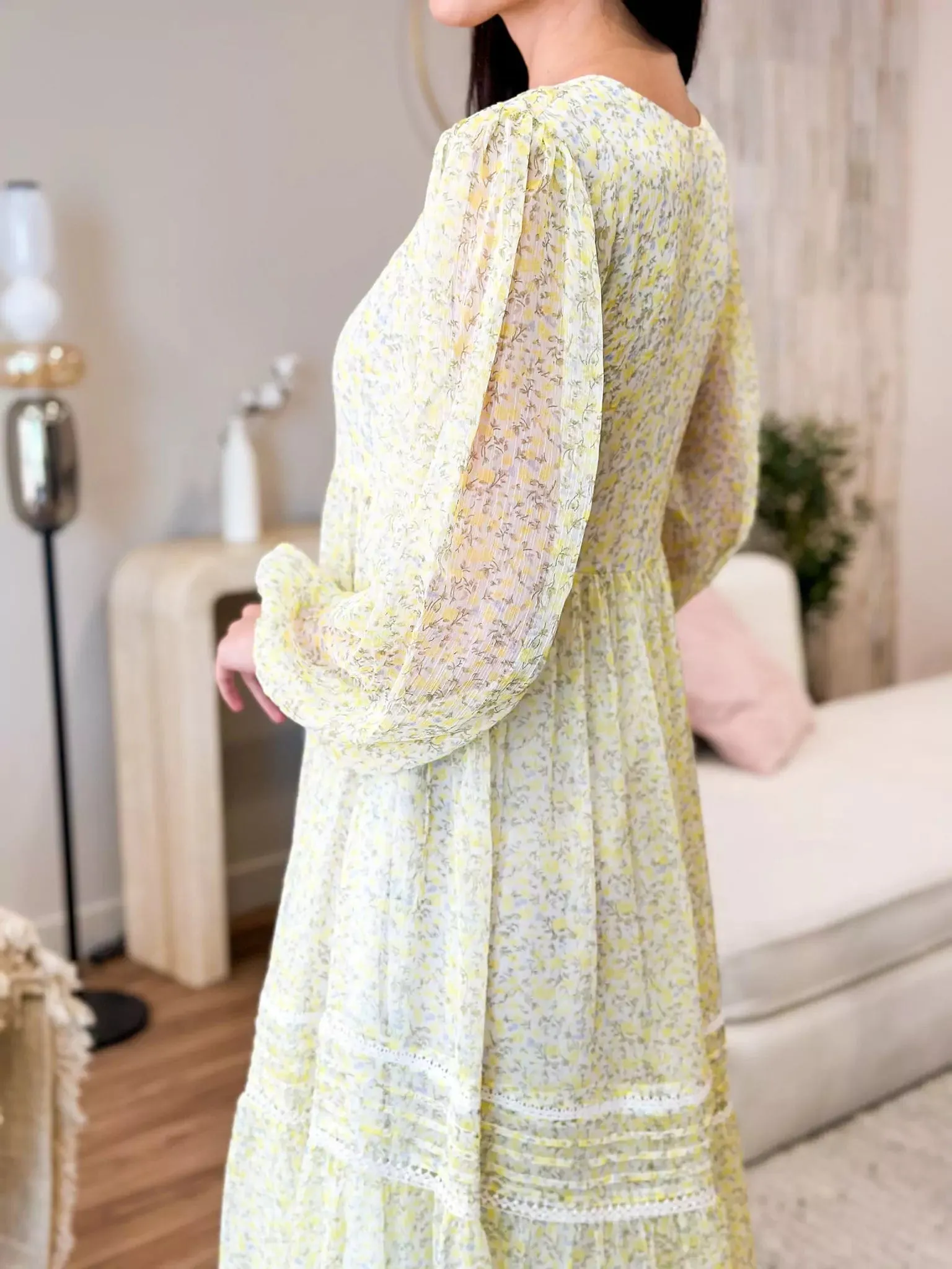 Isla Floral Lace Long Dress