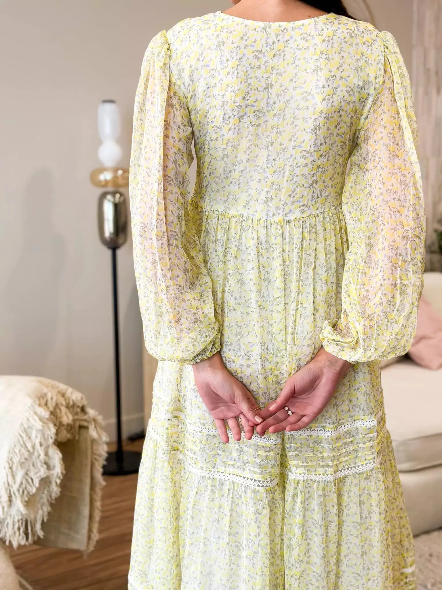 Isla Floral Lace Long Dress