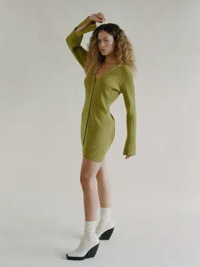 KARA OLIVE HEAVY RIB DRESS