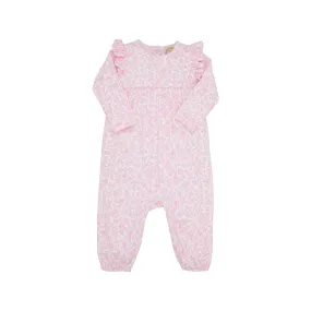 Leigh Ann Angel Sleeve Romper - Greenville Garden with Palm Beach Pink