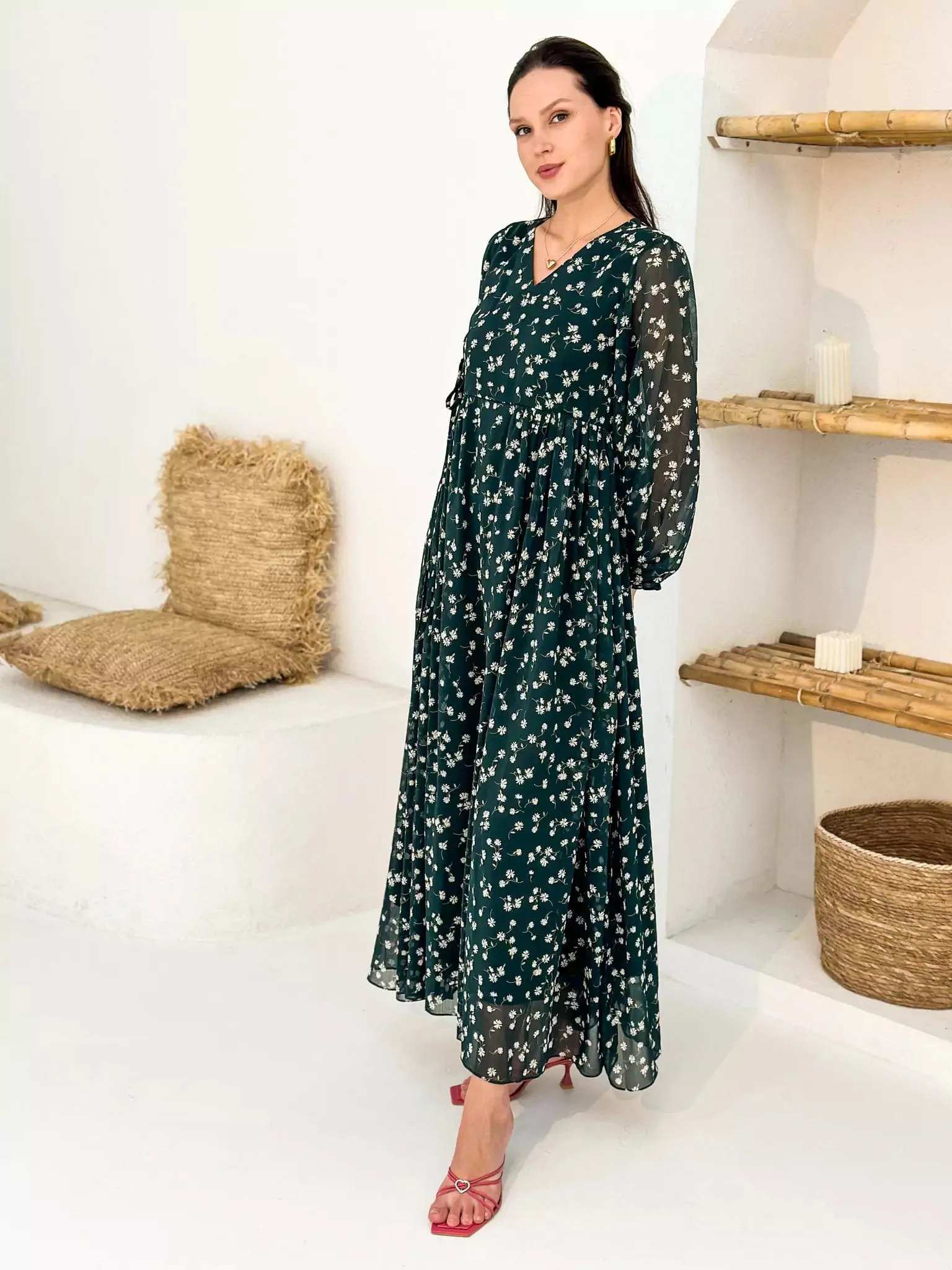Liliosa Green Floral Dress