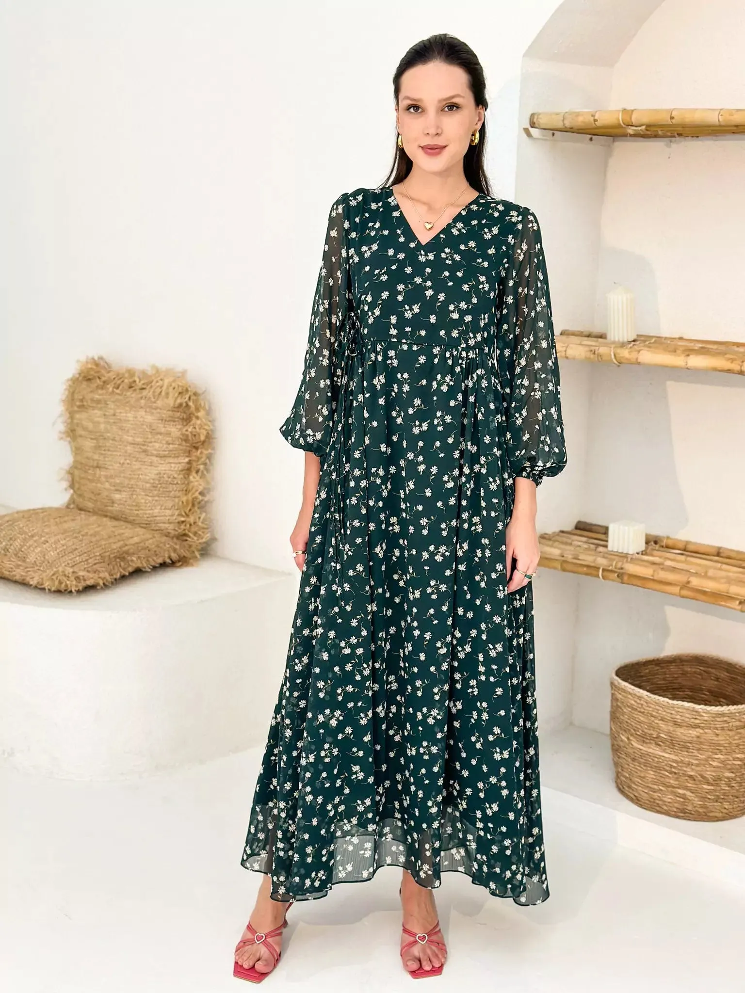 Liliosa Green Floral Dress