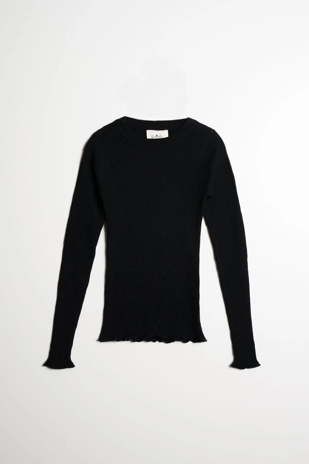 Merino Fitted Rib Sweater in Black