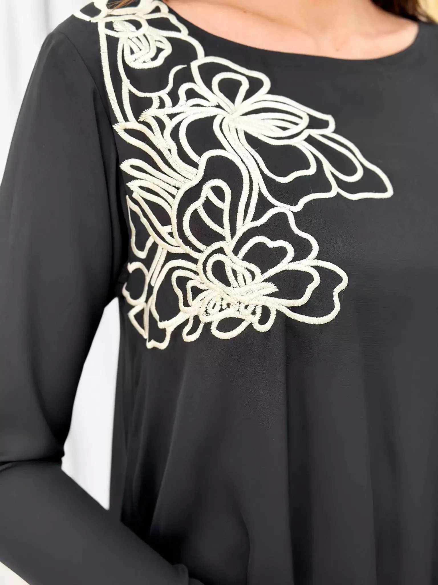 Miguel Long Embroidered Dress