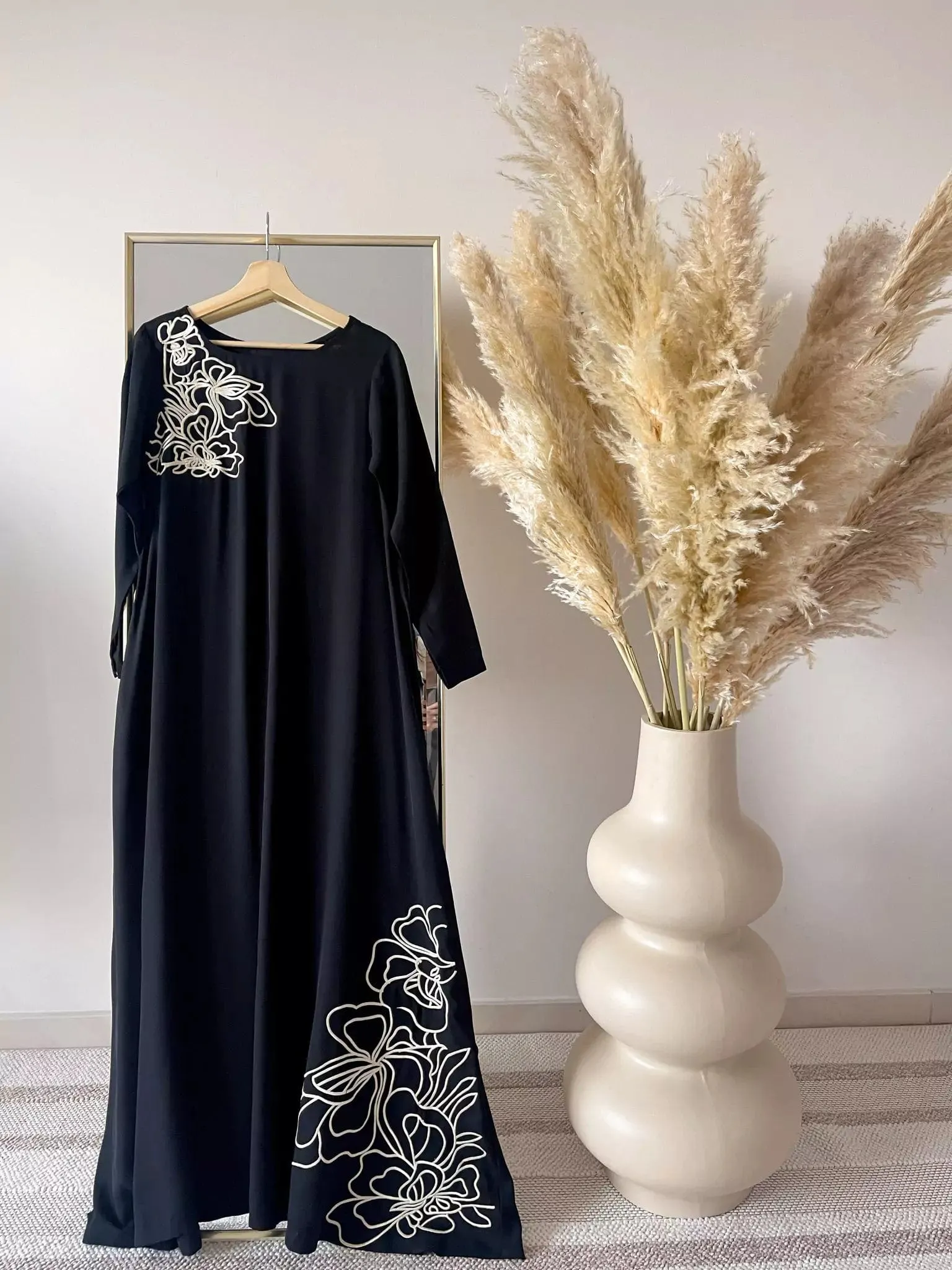 Miguel Long Embroidered Dress