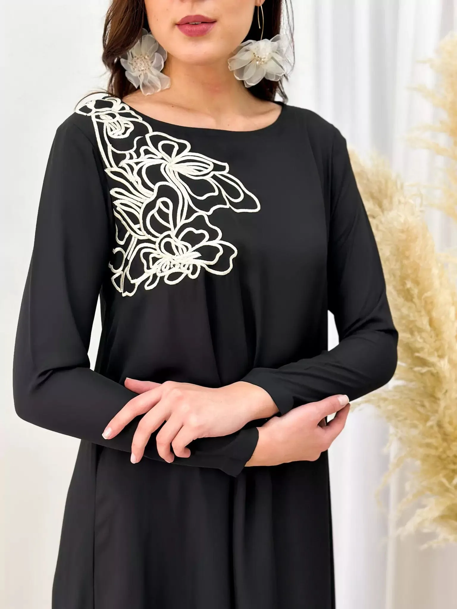 Miguel Long Embroidered Dress