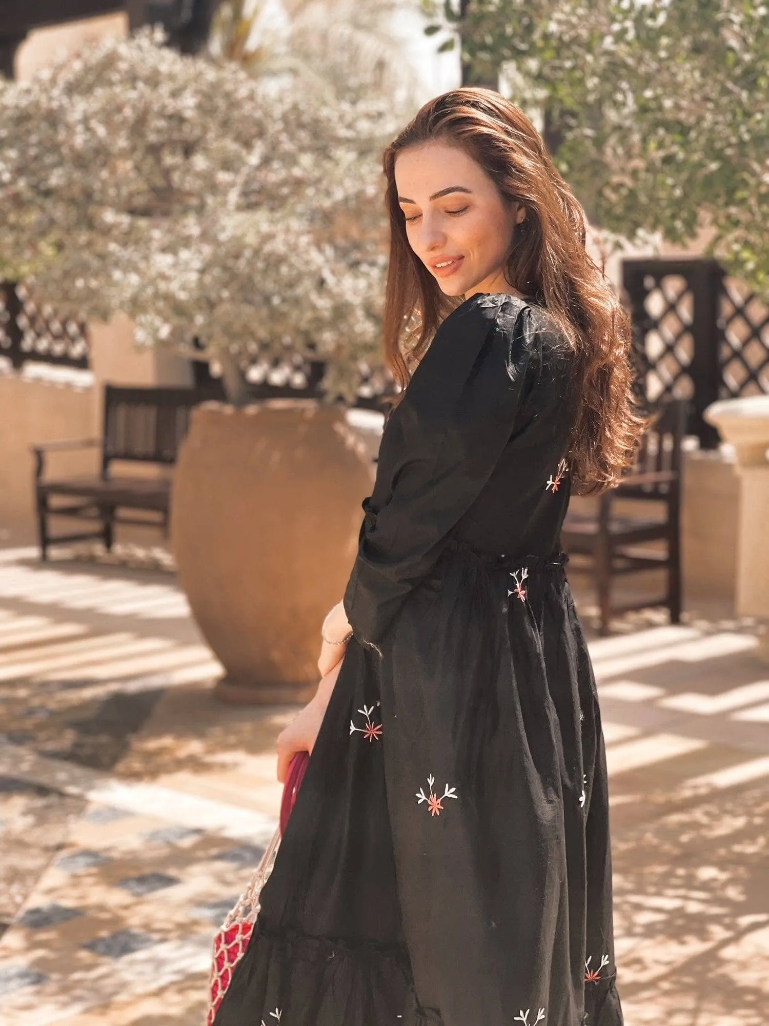 Nova Black Embroidered Dress