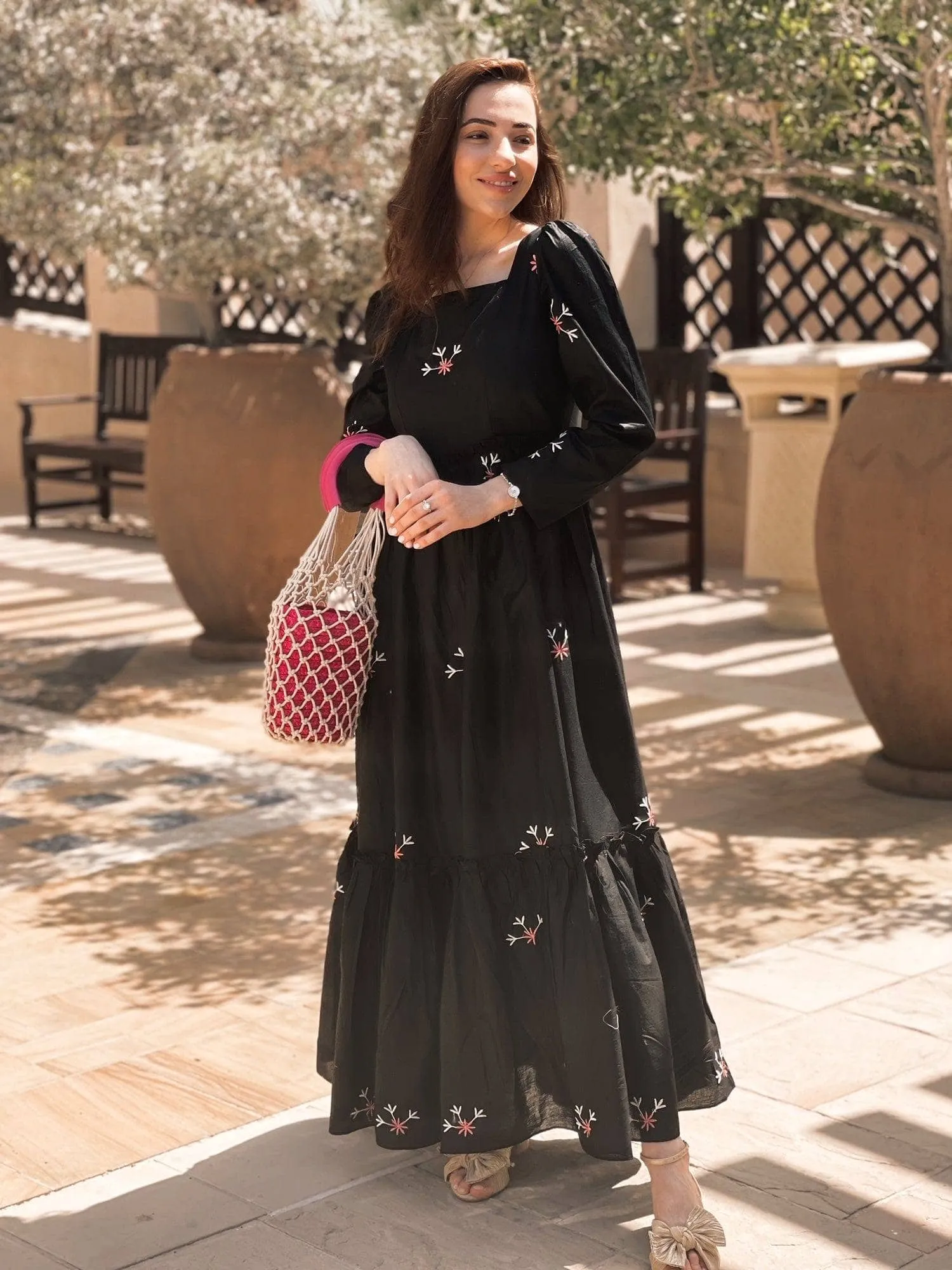 Nova Black Embroidered Dress