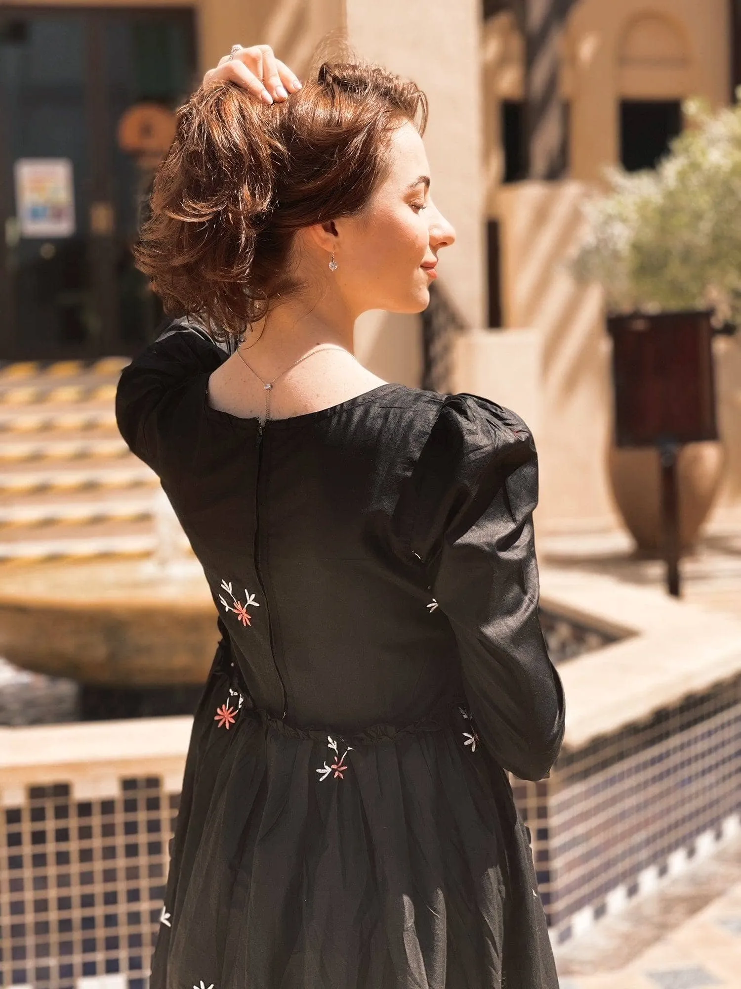 Nova Black Embroidered Dress