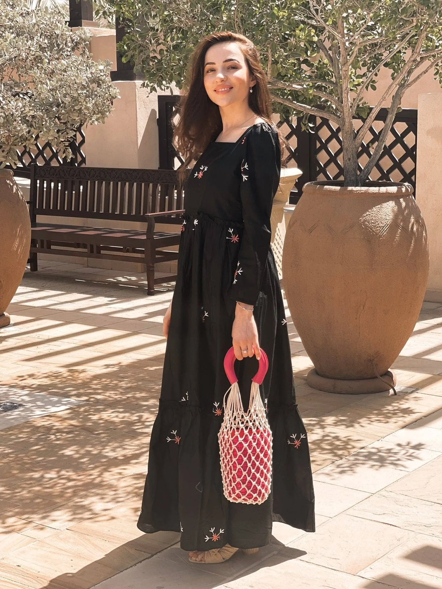 Nova Black Embroidered Dress