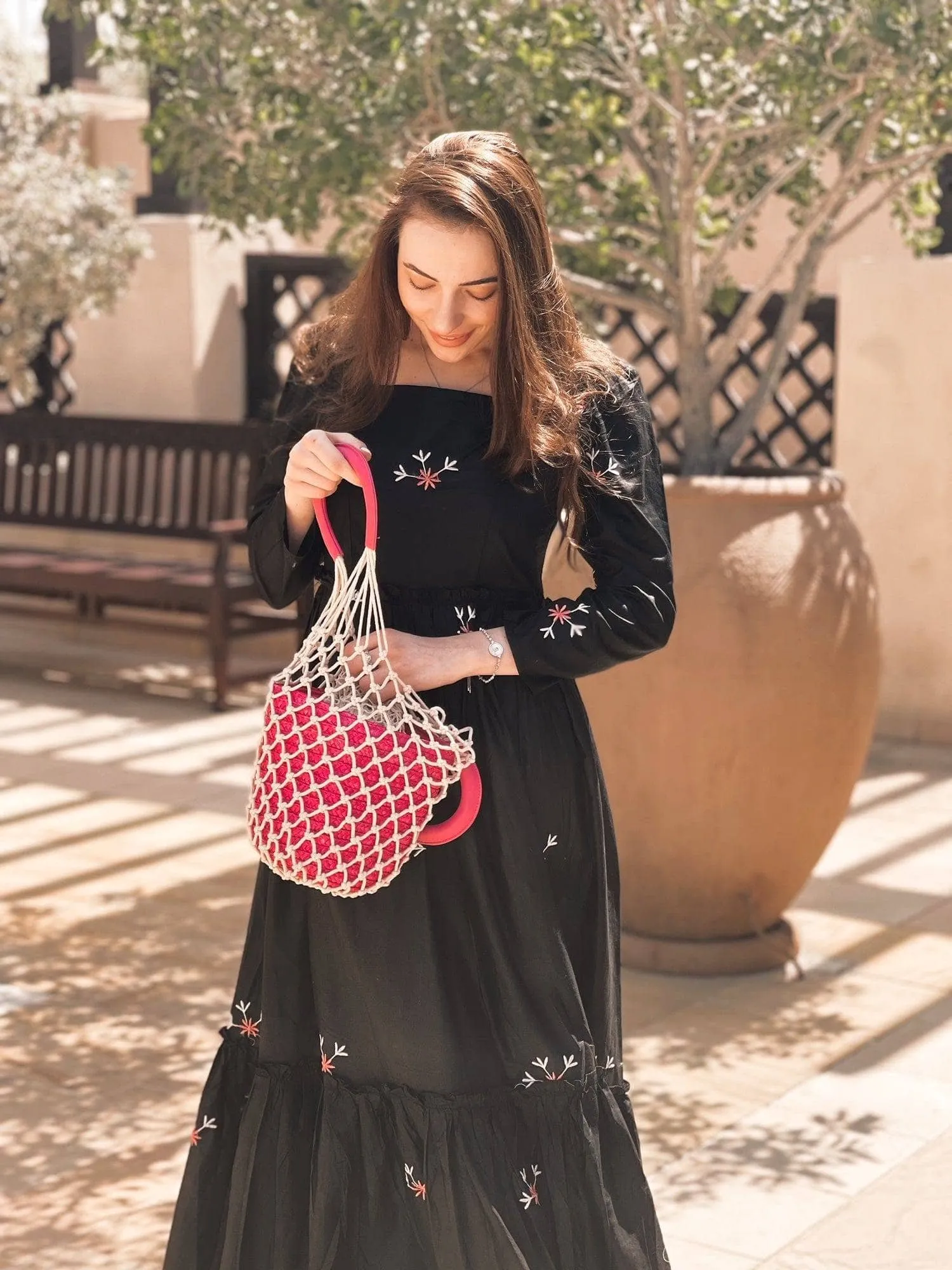 Nova Black Embroidered Dress