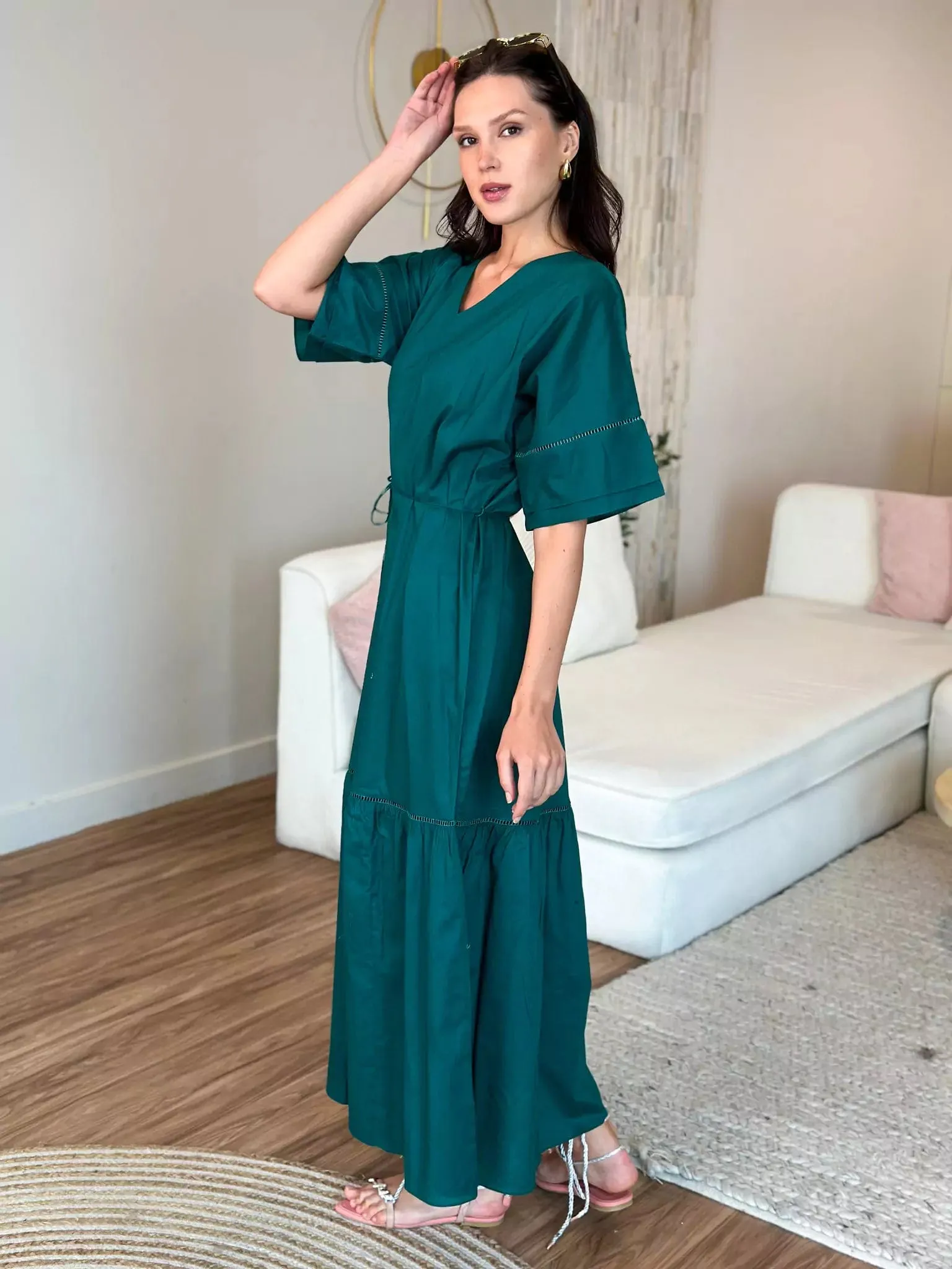 Okra Cotton Long Dress